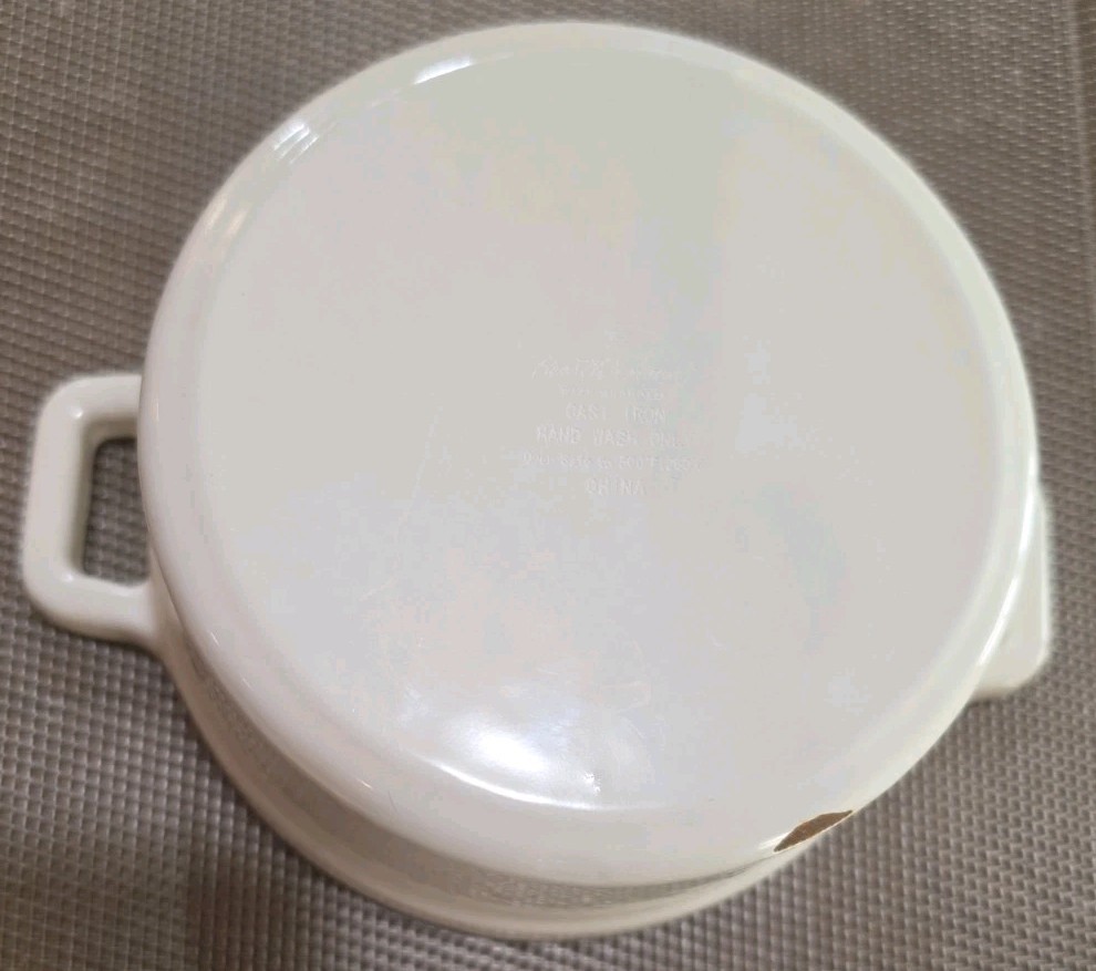 Hearth & Hand W/Magnolia Cast Iron Casserole Pot Mini Dutch Oven .5 Qt White 5″