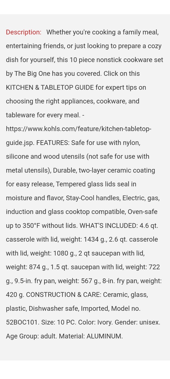 The Big One 10 Piece Silicone Ceramic Cookware Set, Gas & electric safe