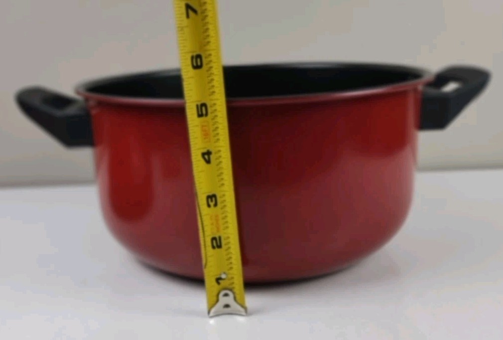 Pasta Express One (1) Red 2 Qt Non-Stick Pasta Pot With Locking Strainer Lid