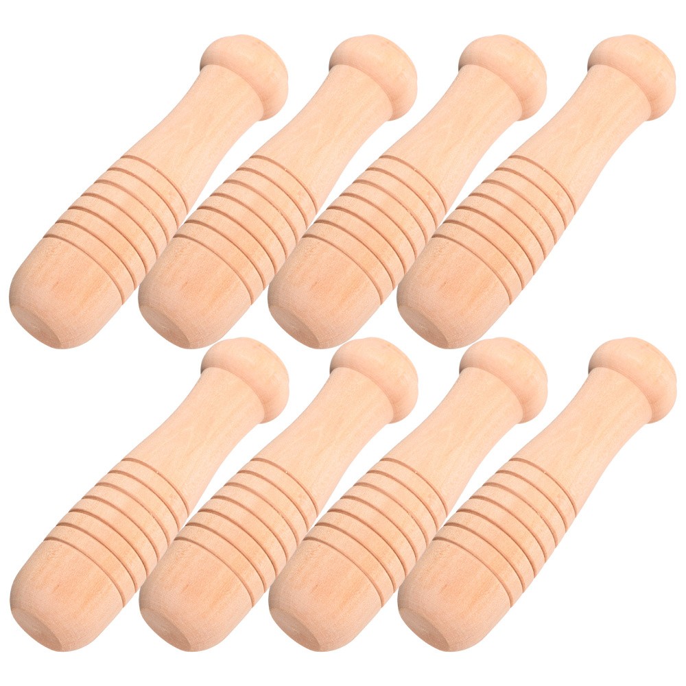 8Pcs Reusable Wood Handles for Wok Pot Pan Replacement with Hanging Hole Decor