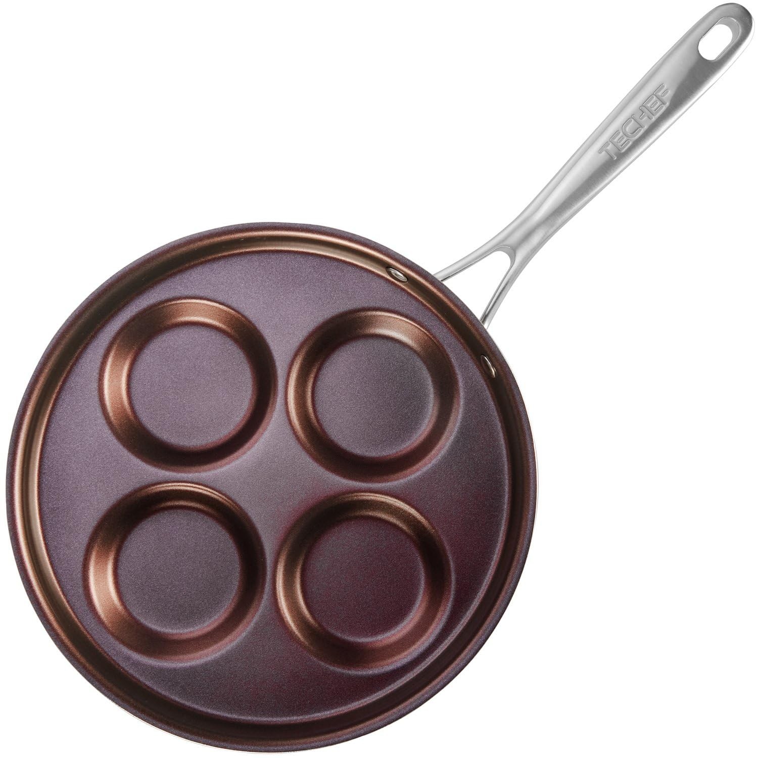 EGG FRYING PAN Aluminum Nonstick Breakfast Eggs Pancakes Purple 4-Egg TECHEF