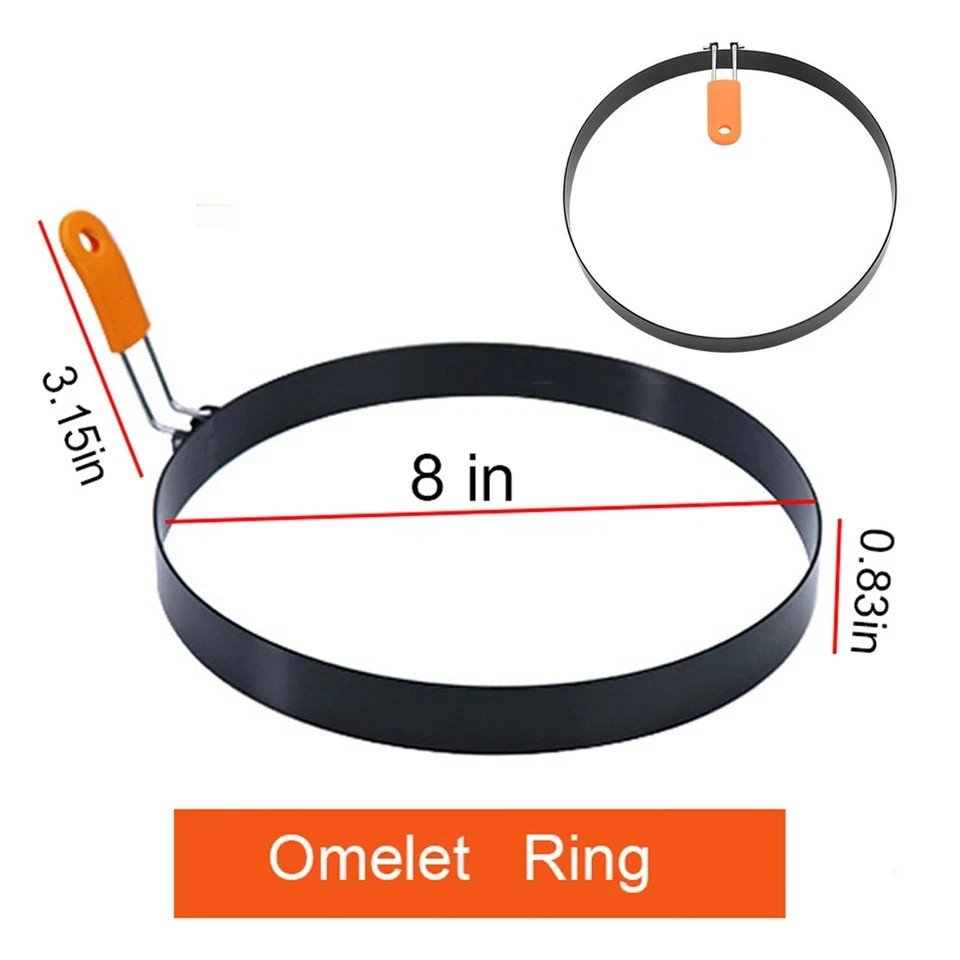 Large 2 Packs 8″ Omelette Ring for Griddle,Stainless Steel 8 Inch Orange