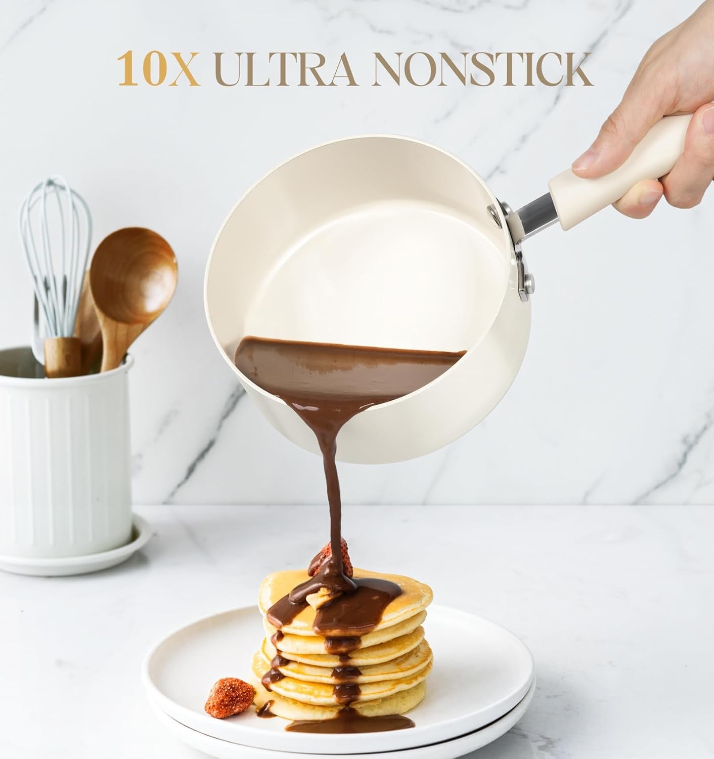 MICHELANGELO Nonstick Sauce Pan Sets, Ceramic Saucepan with Lid, Multipurpose Po
