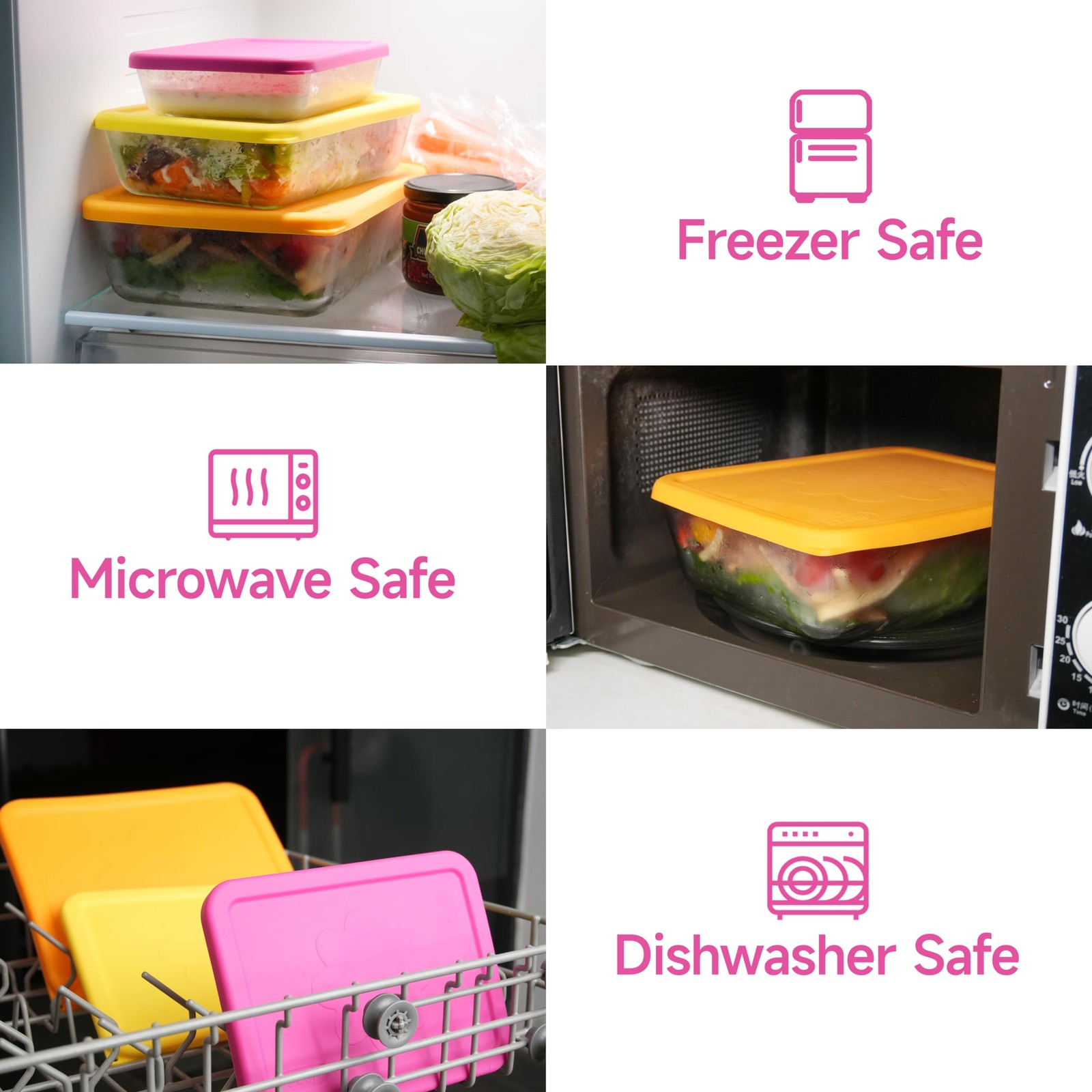 LUVCOSY 3 Cup 6 Cup 11 Cup Rectangle Silicone Storage Cover Lids Replacement …
