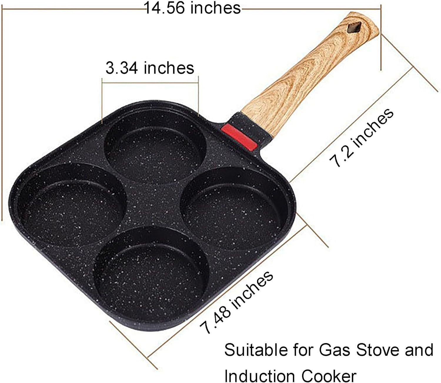 4 Cup Egg Frying Pan with Lid Nonstick Skillet Pancake Omelet Burger Cooker Tool