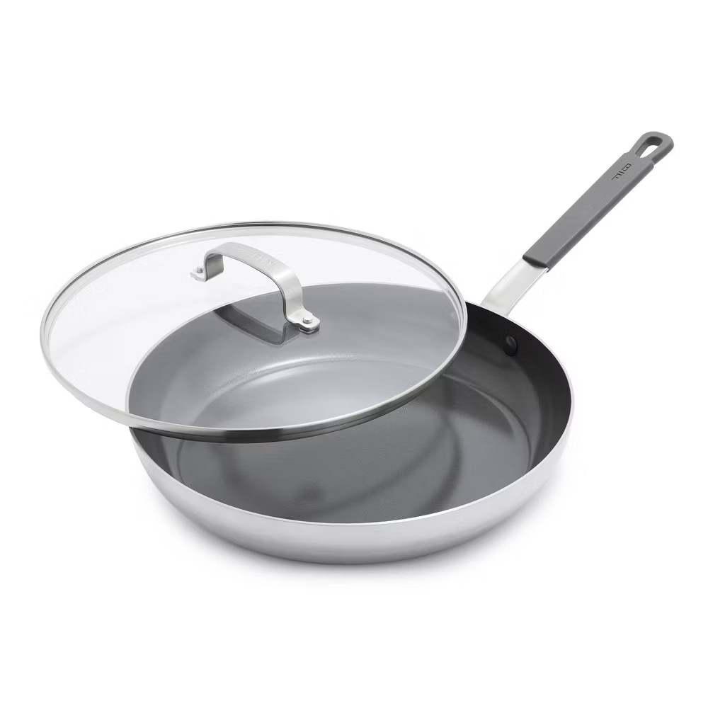 Bobby Flay 12″ Stainless Steel Ceramic Nonstick Covered Fry Pan