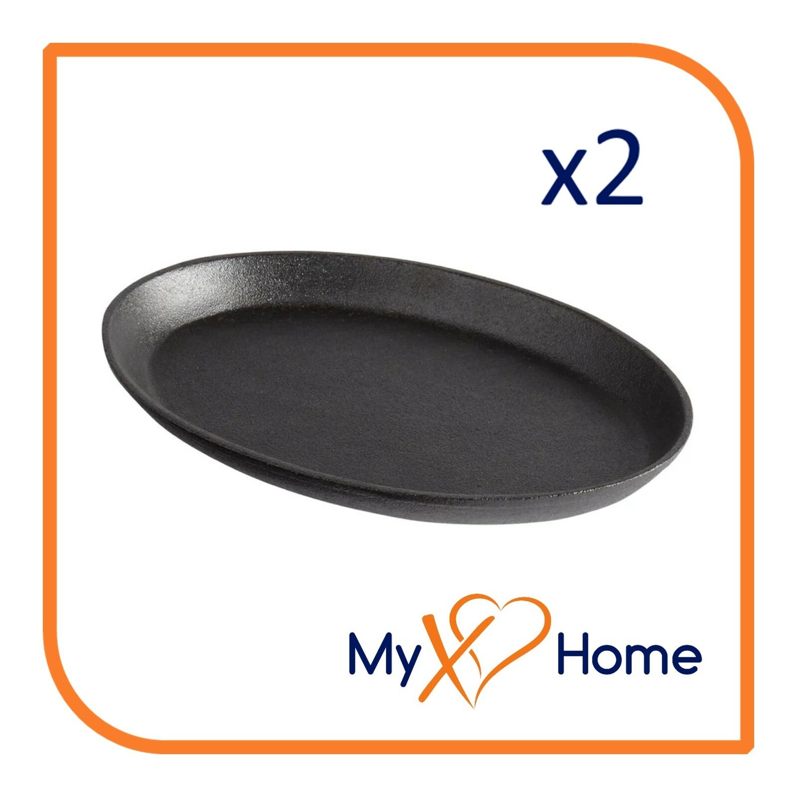 9 1/4″ x 7″ Oval Pre-Seasoned Cast Iron Fajita Skillet (2 Skillets) by MyXOHome