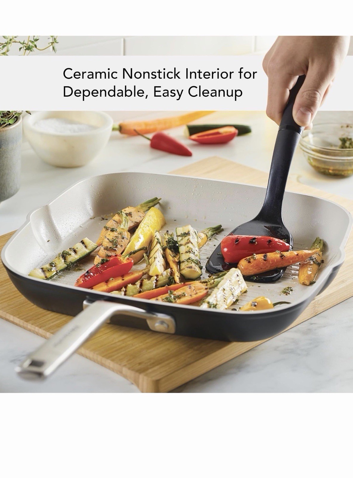 NEW KitchenAid Grill Pan 11.25in White Hard-Anodized Ceramic Nonstick Square