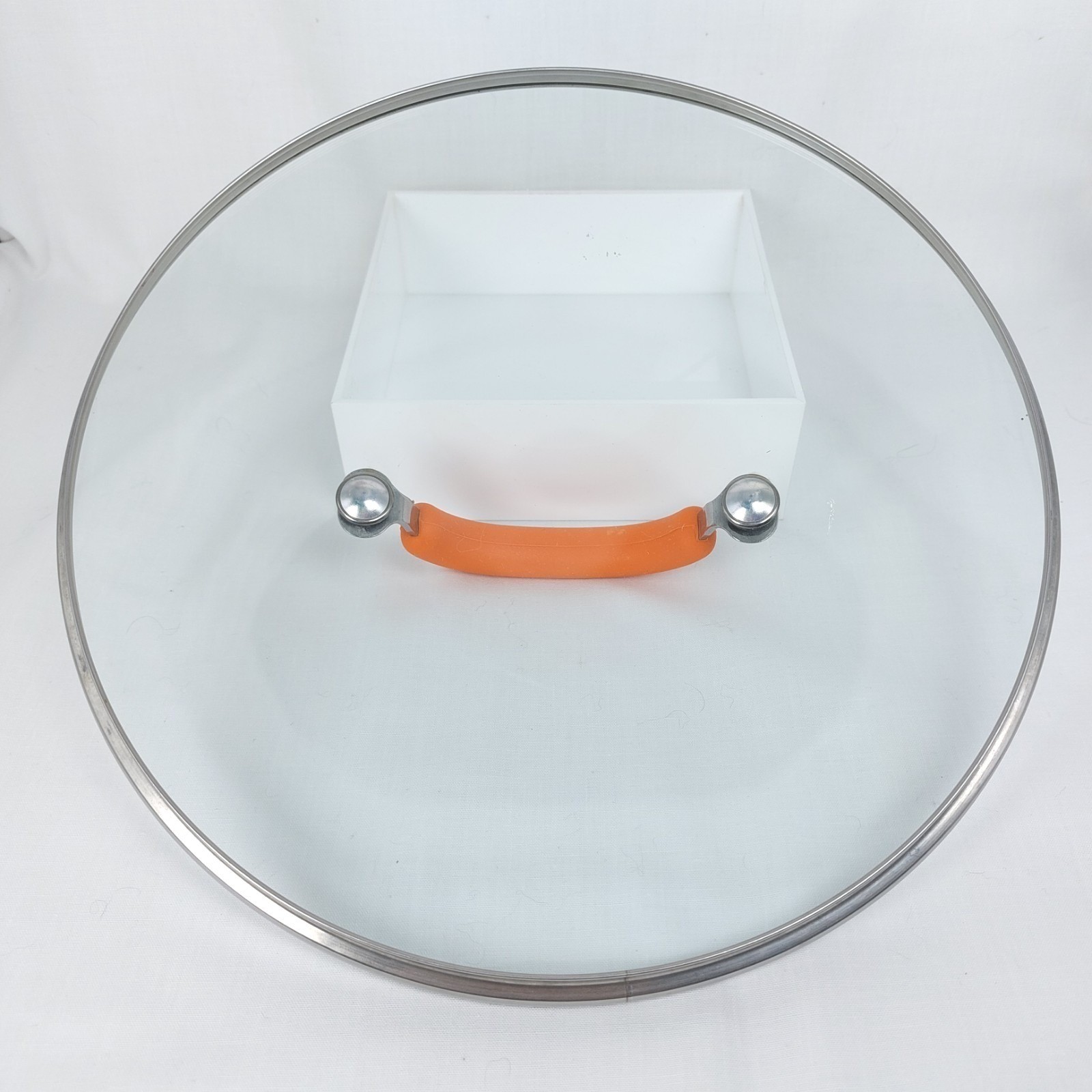 Rachael Ray Tempered Glass Replacement Lid Orange Handle 10″ Round