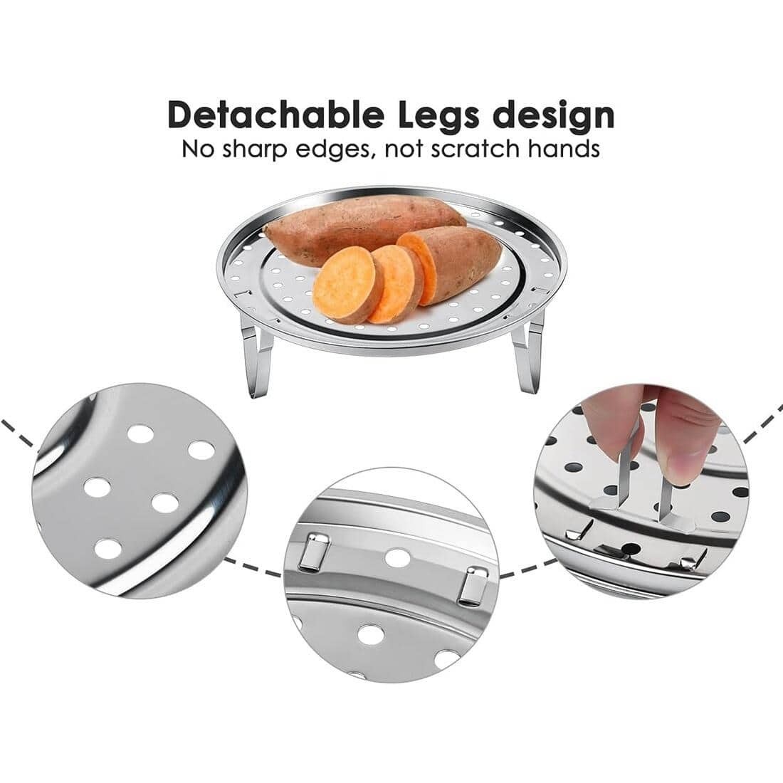 304 Stainless Steel Steamer Rack 22cm w/ Removable Legs Pressure Cooker