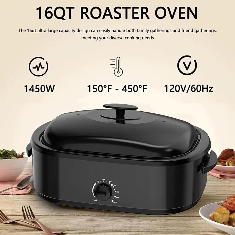 ​​​16QT 1450W Roaster Oven Electric Turkey Roaster Oven Fits Turkeys