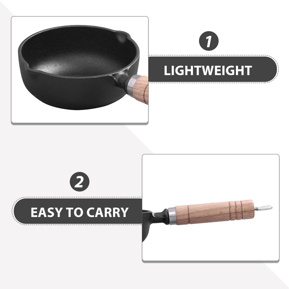2Pcs Reusable Small Cast Iron Pots Black Mini Fry Pans for Stovetop Use