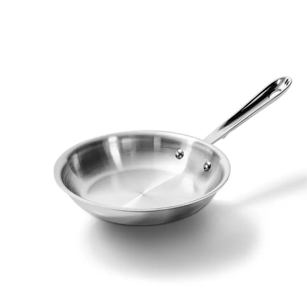 Stainless Steel Premium Triple-Layer 8-in Frying Pan Rapid and Even Heating.