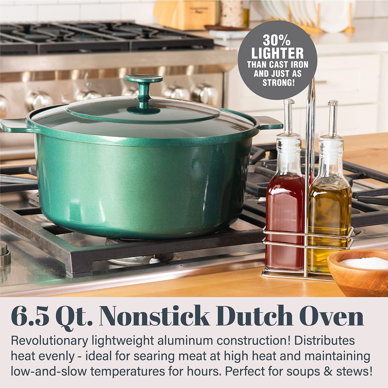Granitestone Dutch Oven 6.5 Quart Ultra Nonstick Enameled Lightweight Aluminum