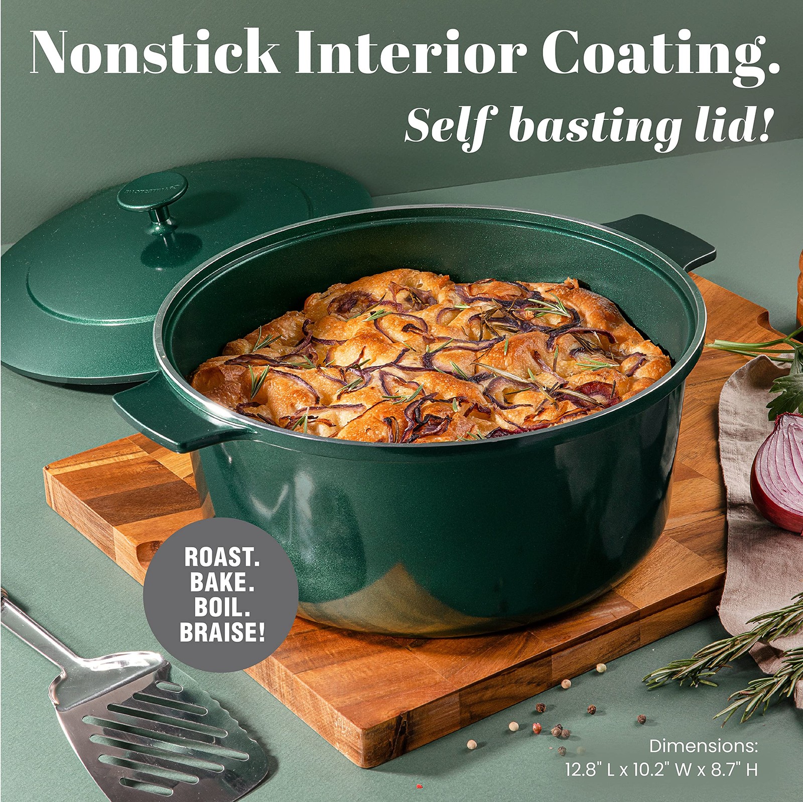 Granitestone Dutch Oven 6.5 Quart Ultra Nonstick Enameled Lightweight Aluminum