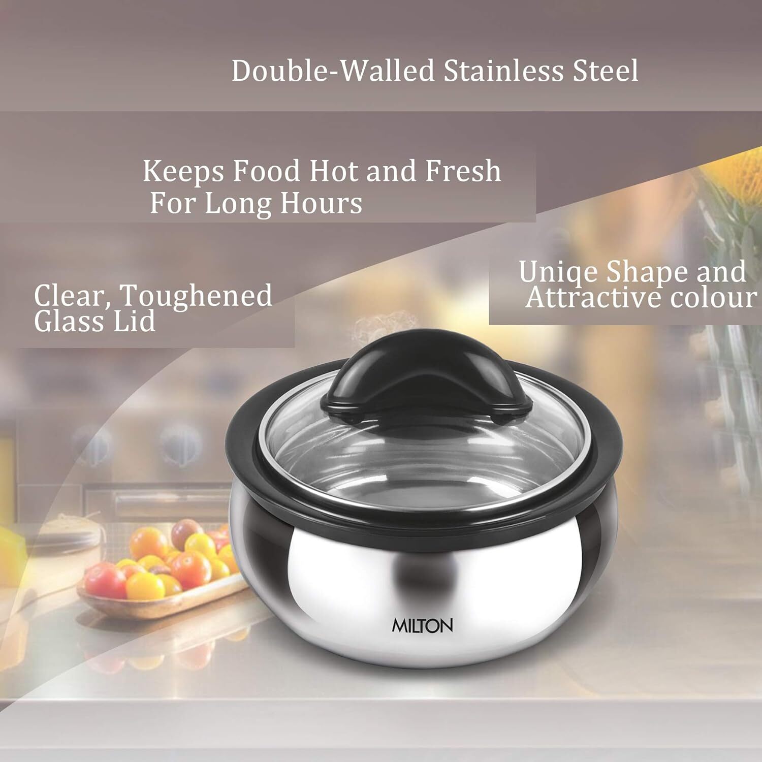 Milton Thermo Stainless Steel Insulated Casserole Keep Hot/Cold Serving Dish – 2