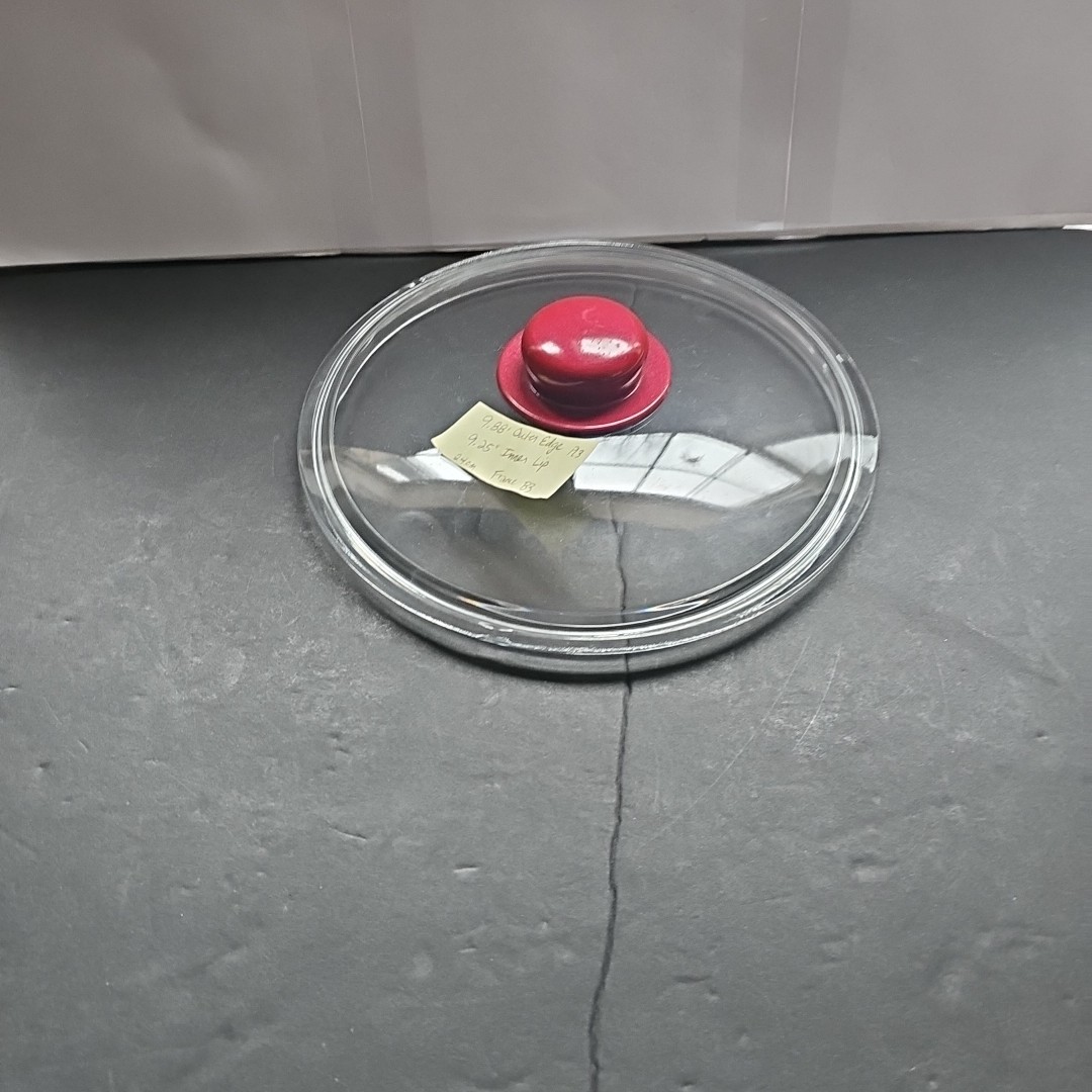 France Clear Glass Lid Only 9.88″ Outer Edge 24cm B3 Red Plastic Handle