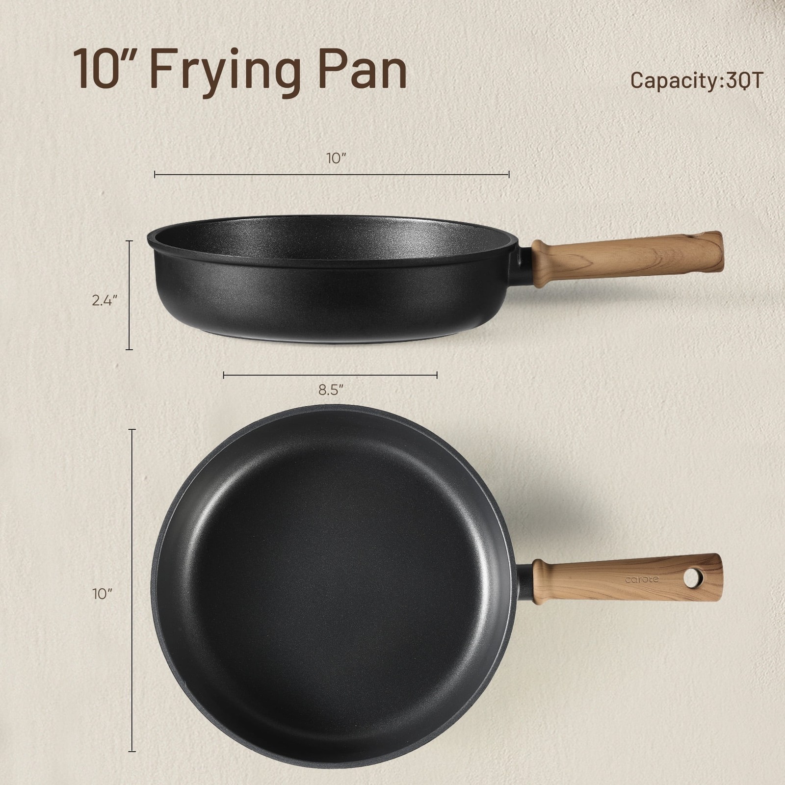 Titanium Nonstick Frying Pan Skillet 10″ Nonstick Fry Pan Without Glass Lid