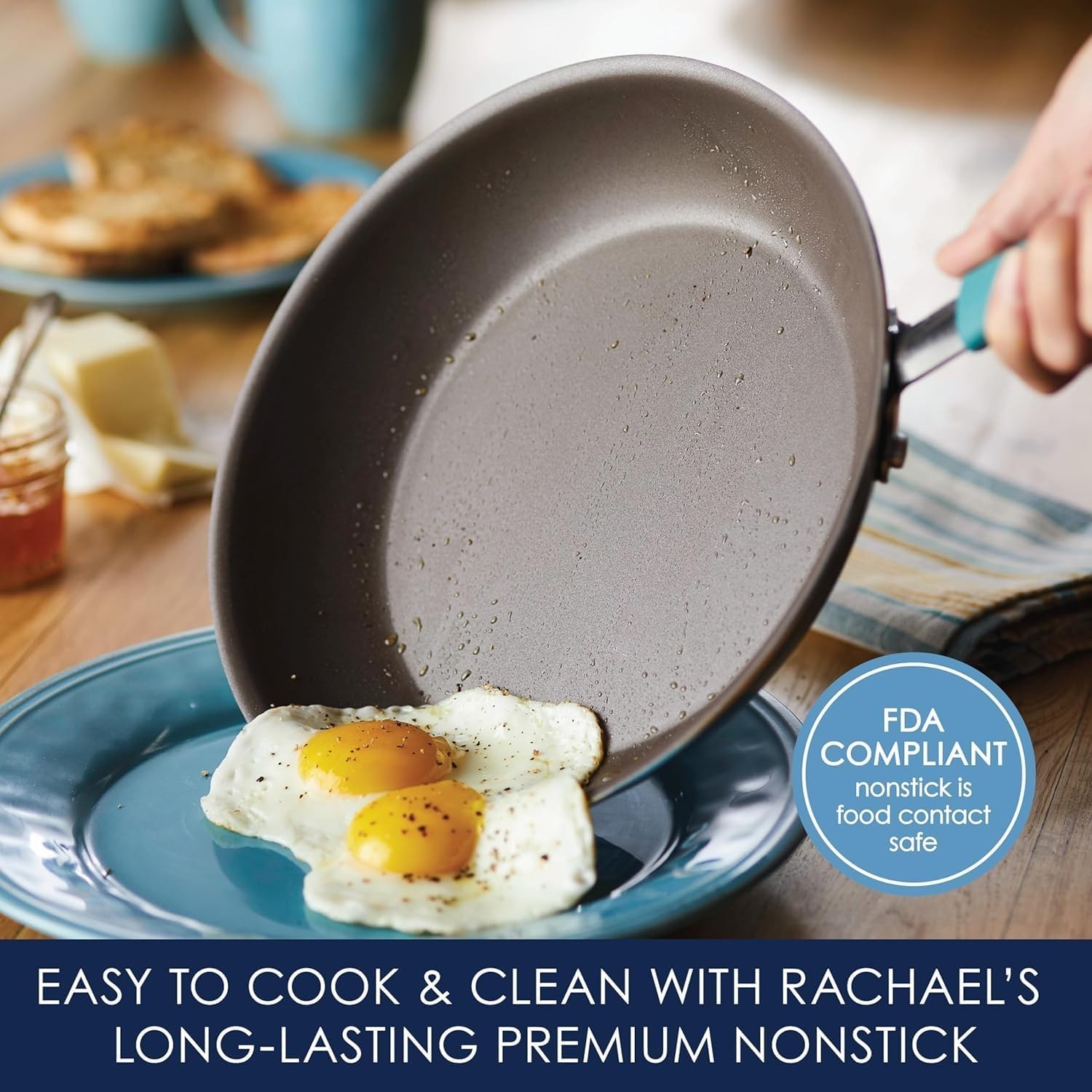 Rachel Ray’s Kitchen Cucina Nonstick Cookware Pots/Pans 12 Piece Set Agave Blue.