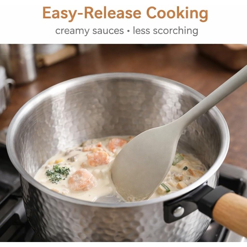 Tri-Ply Stainless Steel Saucepan Glass Lid Cool-Touch Handle Induction Ready New