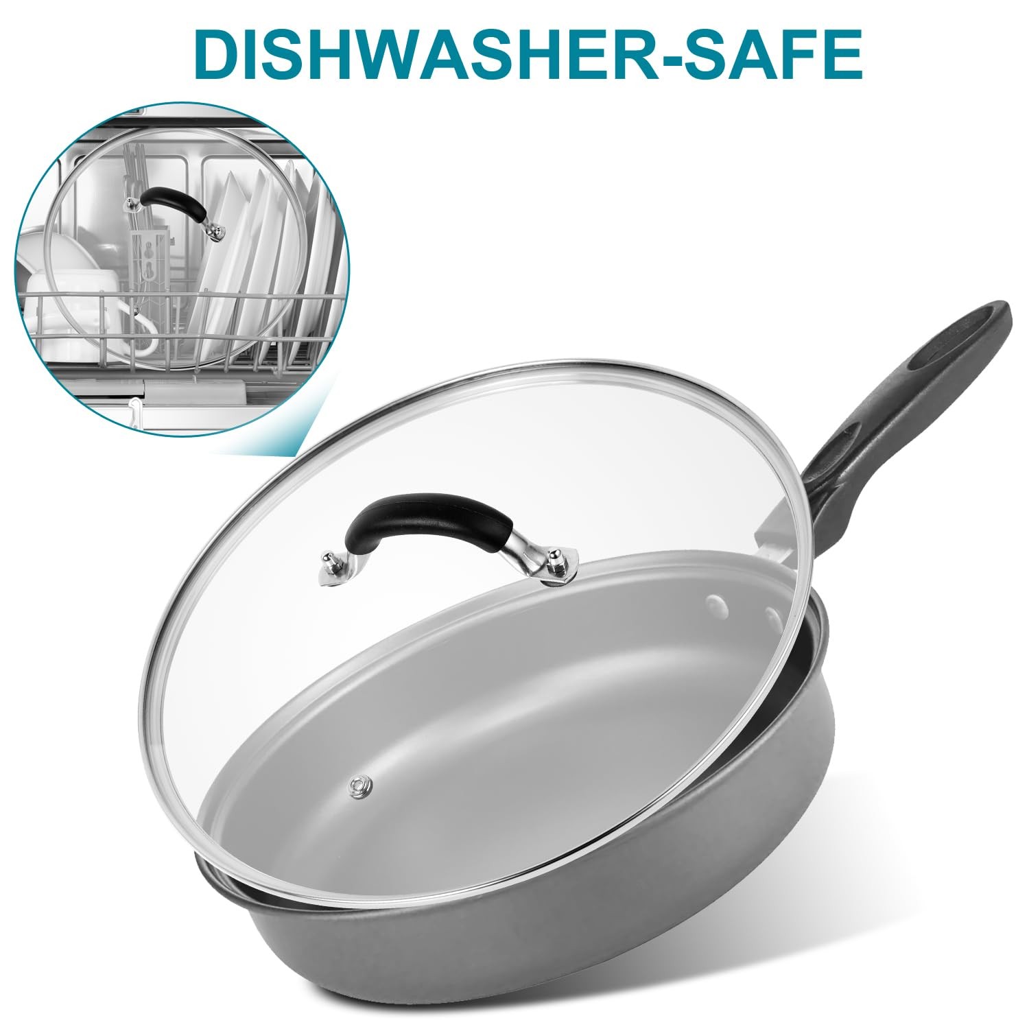 8 Inch Pan Lid – Glass Lid with Stainless Steel Handle for Frying Pan and Pot…