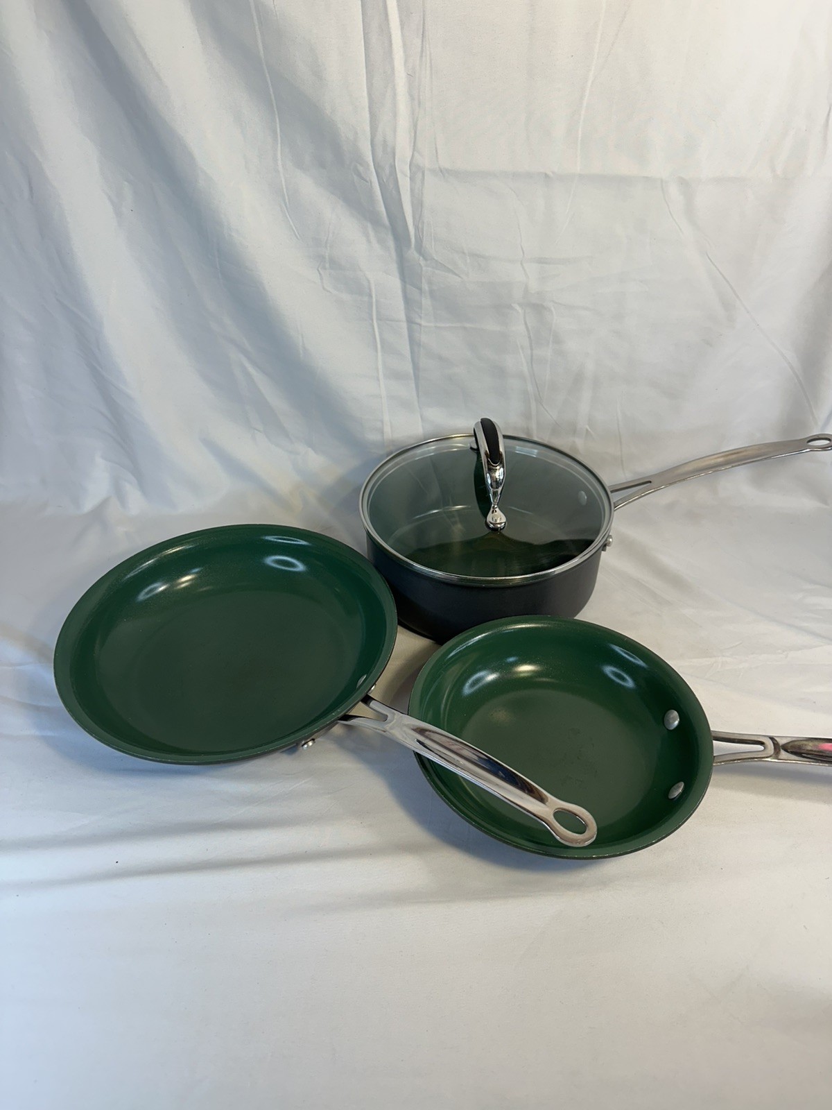Orgreenic KitchenwareCeramicGreen NonStick 10”, 8” Frypan and 8” Sauce Pot Set