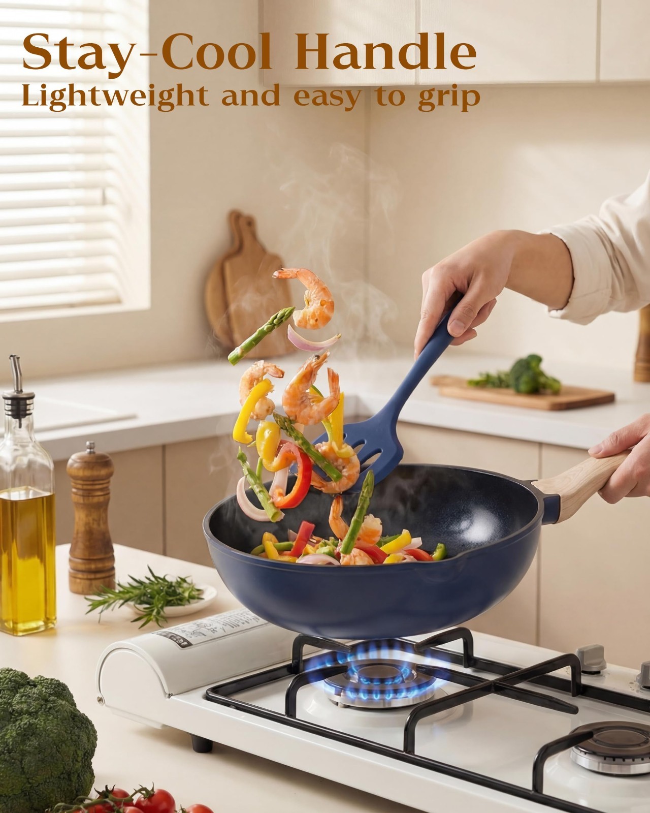 16Pcs Titanium Cookware Set, Toxic-Free Pots & Pans, Induction Compatible, Oven