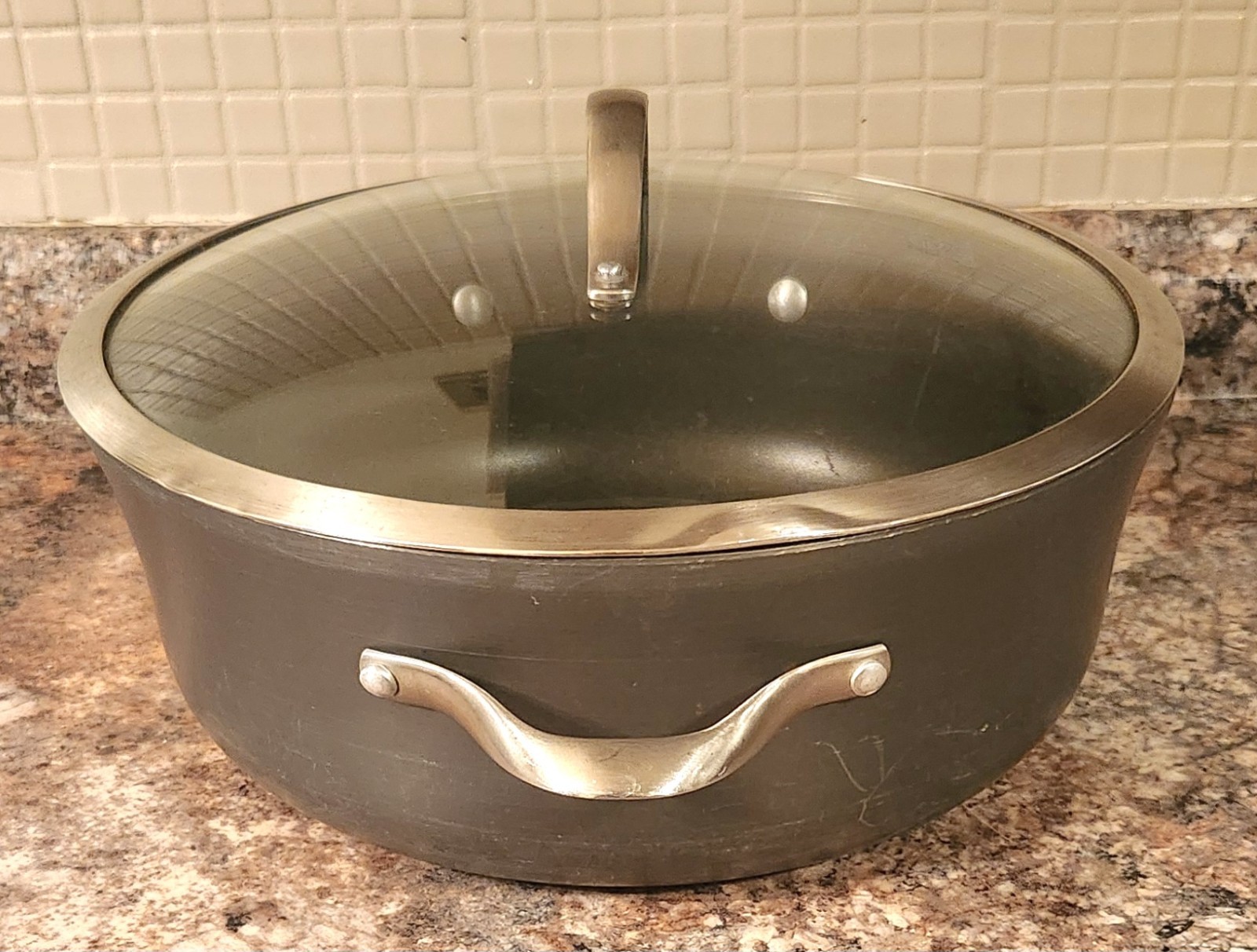 Calphalon 8.5 Qt Hard Anodized Dutch Oven Stock Pot w/ Glass Lid 8788 1/2