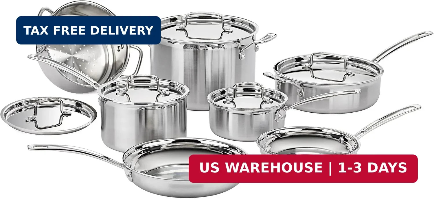 Cuisinart 12-Piece MultiClad Pro Triple Ply Stainless Stainless Steel Pots and P