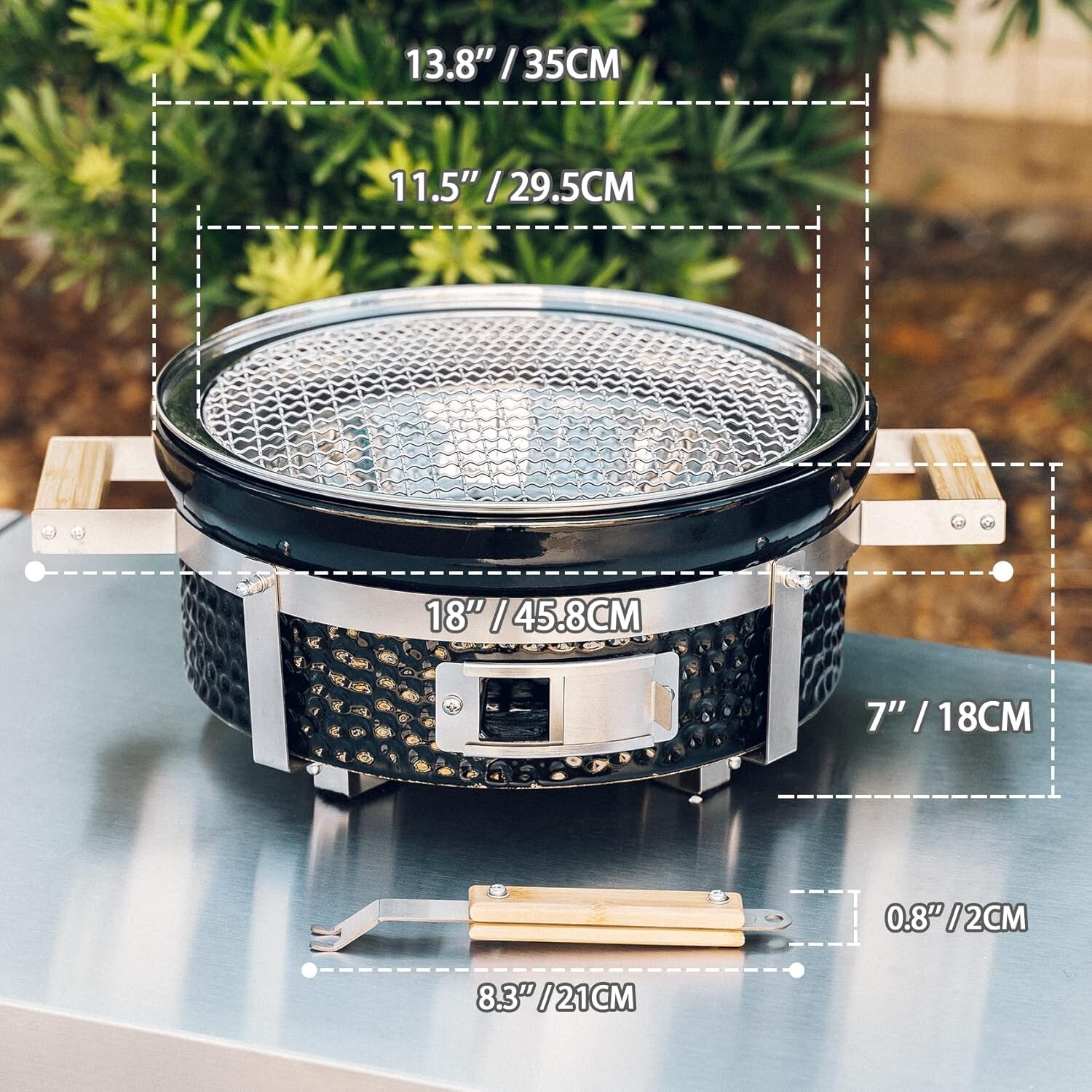 Onlyfire Charcoal BBQ Grill Hibachi Grill with Grid Lifter, Portable Yakitori