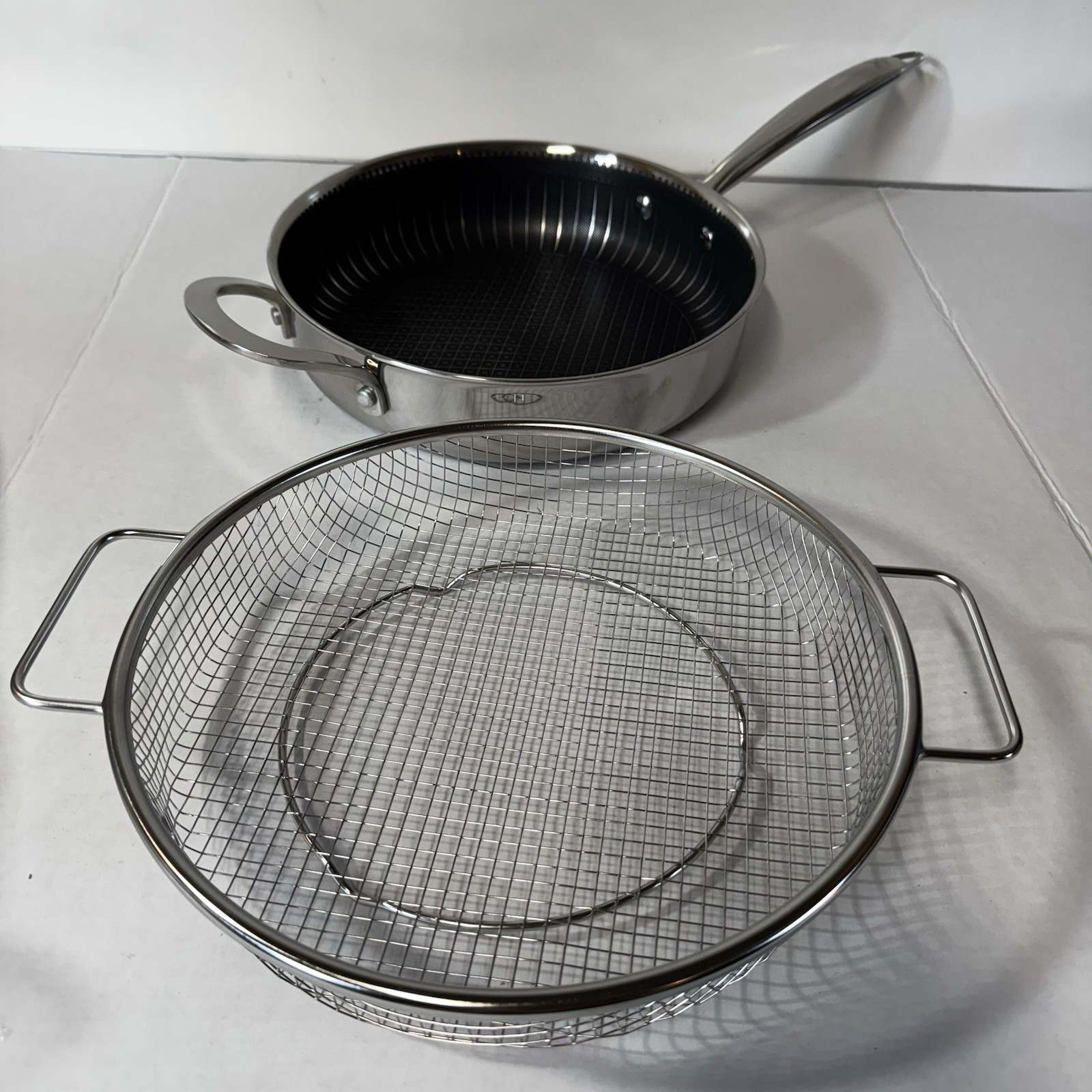 Copper Chef Titan Series 5 Pc Cookware Set Fry Pan Deep Pan Lid Basket Knife EUC
