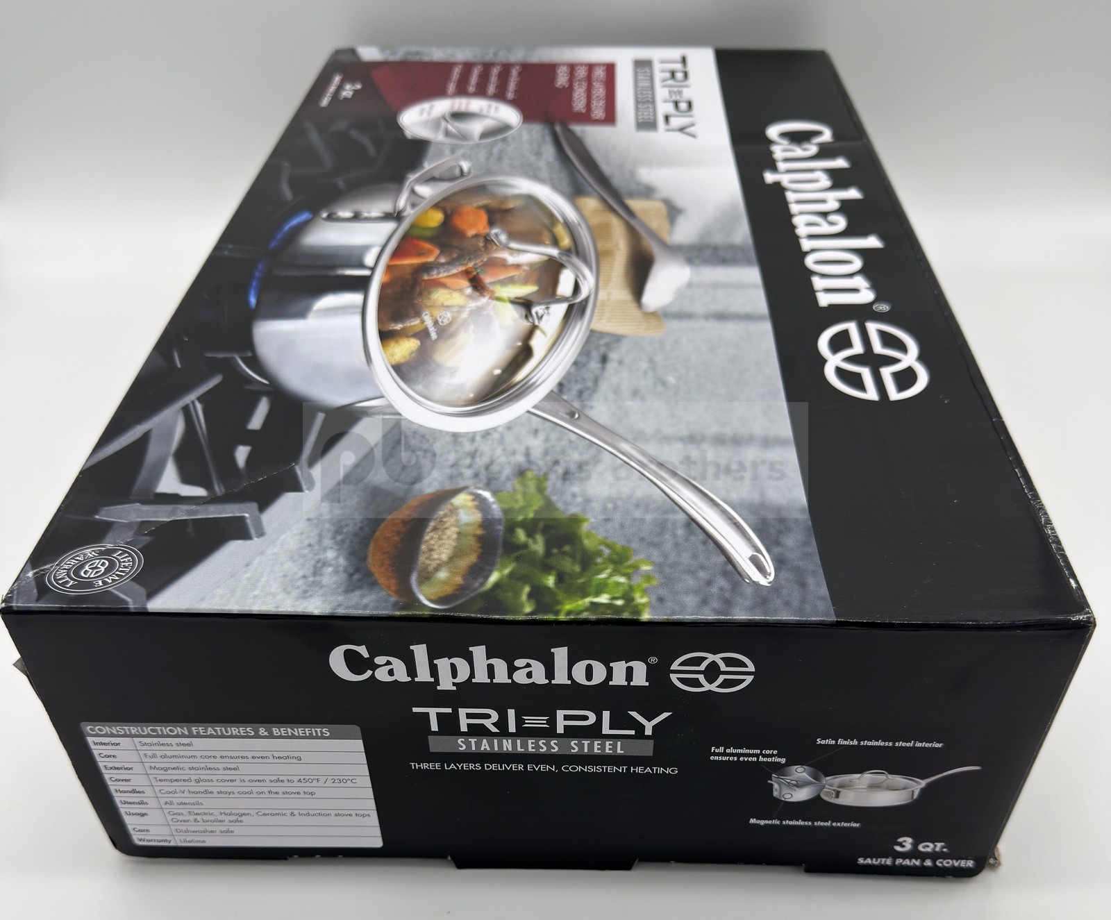 Calphalon Tri-Ply Stainless Steel 3-Quart Saute Pan with Cover – NIB, Ships Free