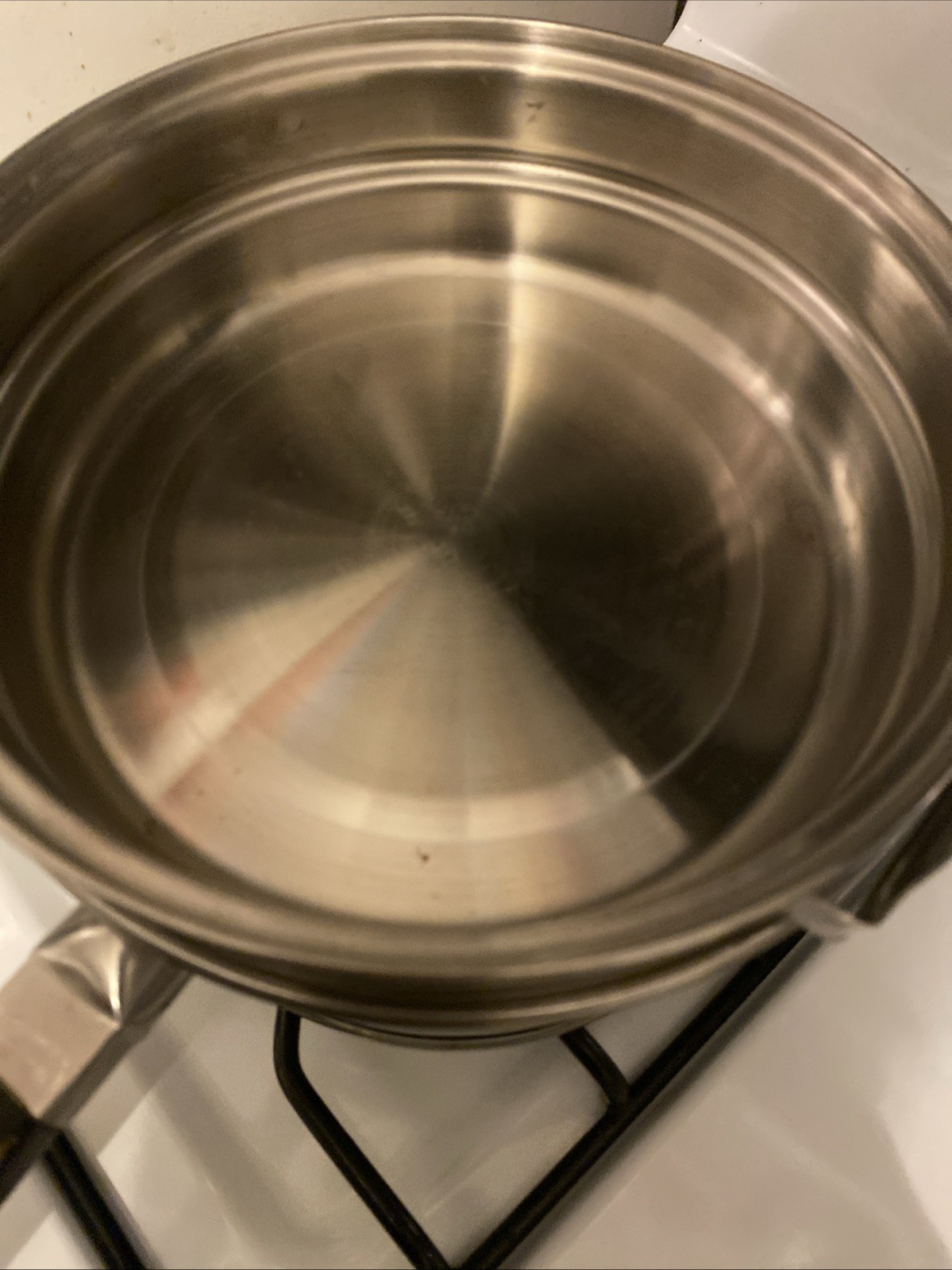 VINTAGE LIFETIME STAINLESS STEEL SAUCE PAN Steamer & Lid 1950s Wood Handle