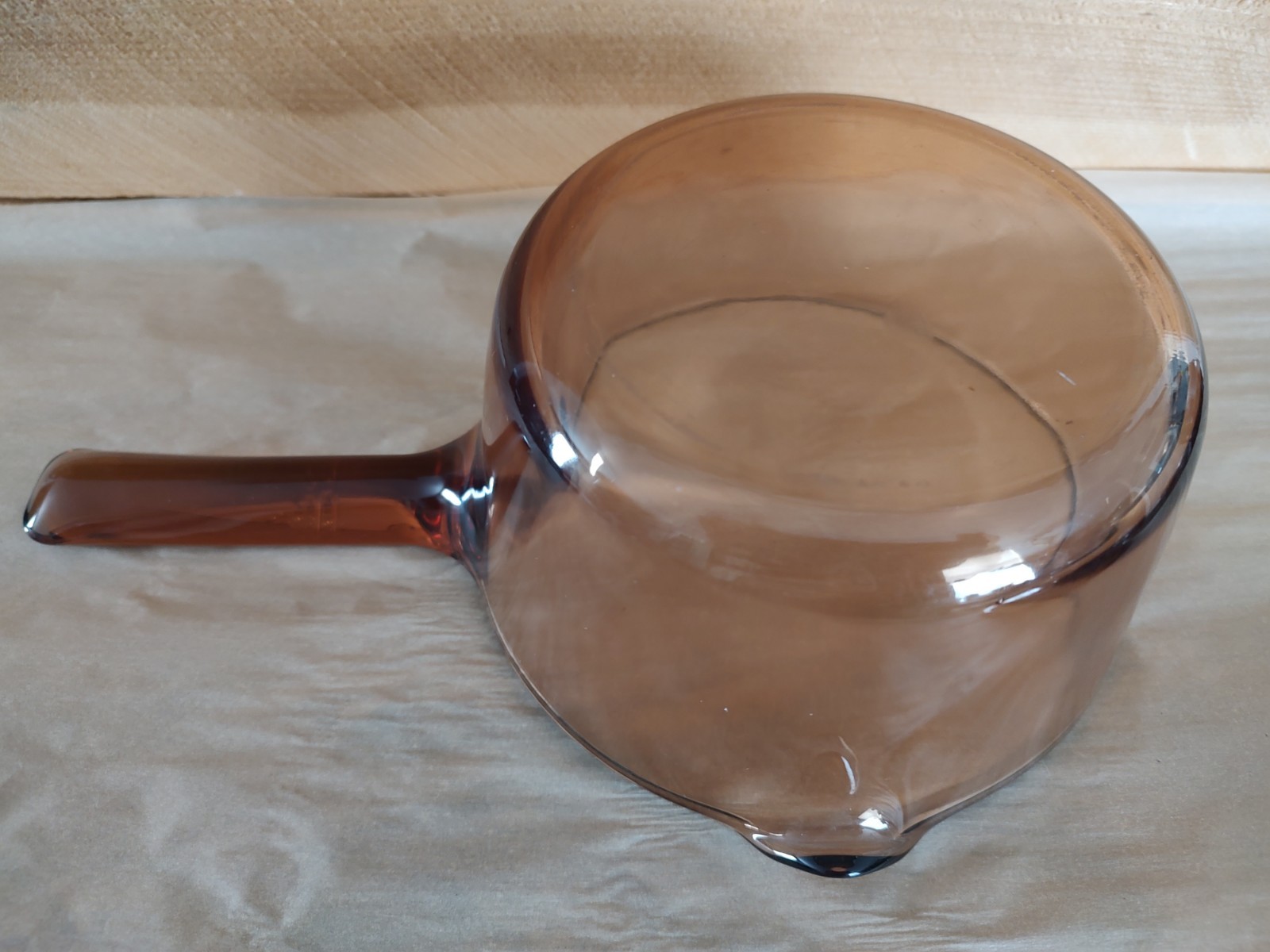 Visions Corning Amber Glass 1L Saucepan Pour Spout Vented Lid Vintage Pyrex Pot