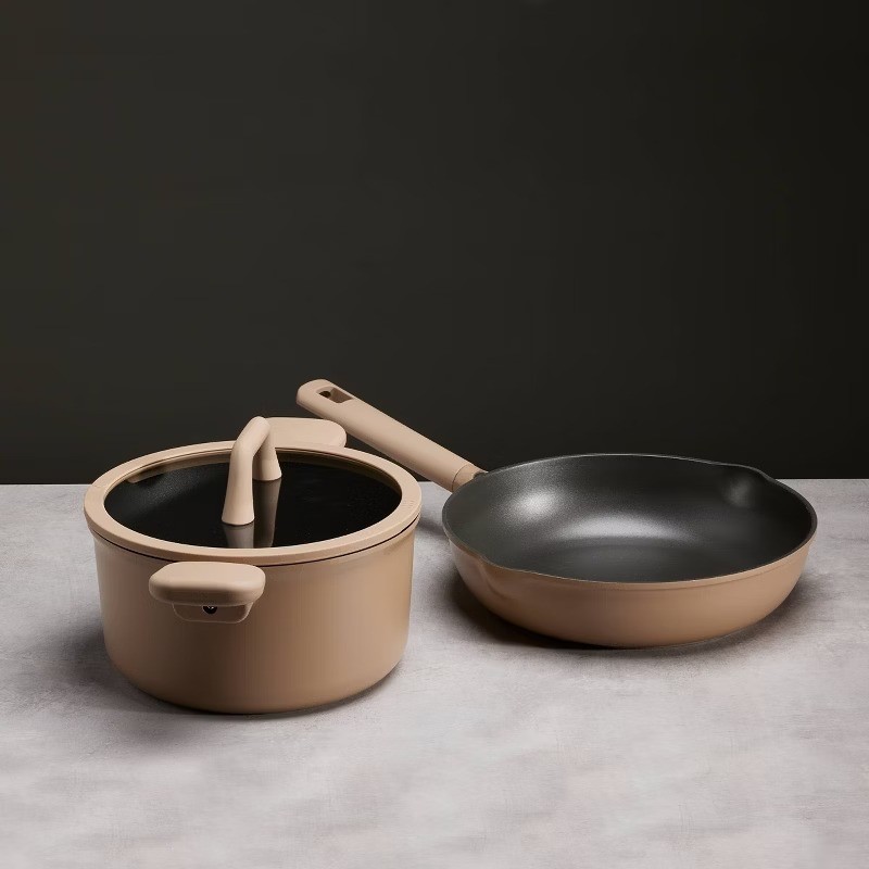 9pc Nonstick Cookware Set Taupe