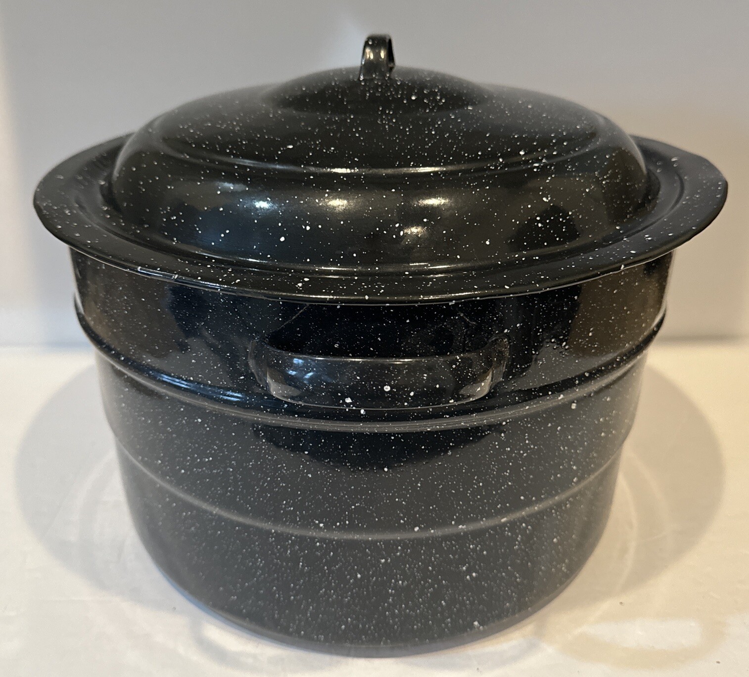 Enamel Stock Pot Canning Pot With Lid Black Speckled With Handles 20 Qt Large