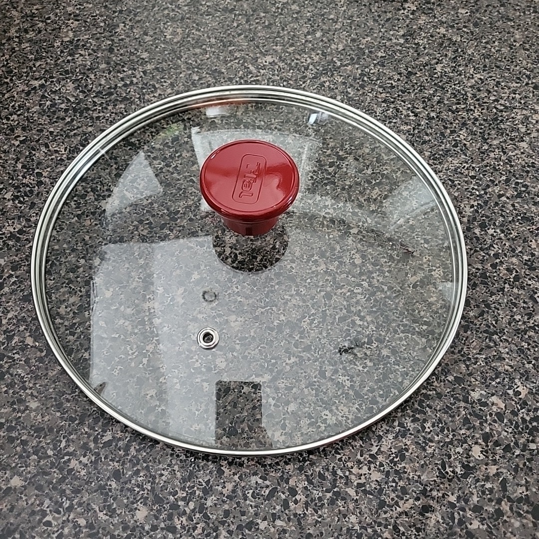T-FAL (Tfal) 9.5” Glass Replacement Lid Cover Top Red Handle Branded Vent Hole