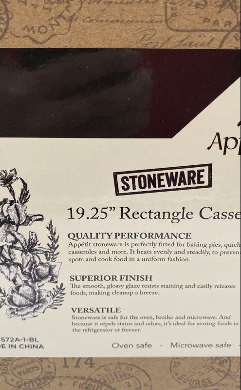 Appetit Marseille Edition Stoneware 19.25″ Rectangle Shape Casserole Dish