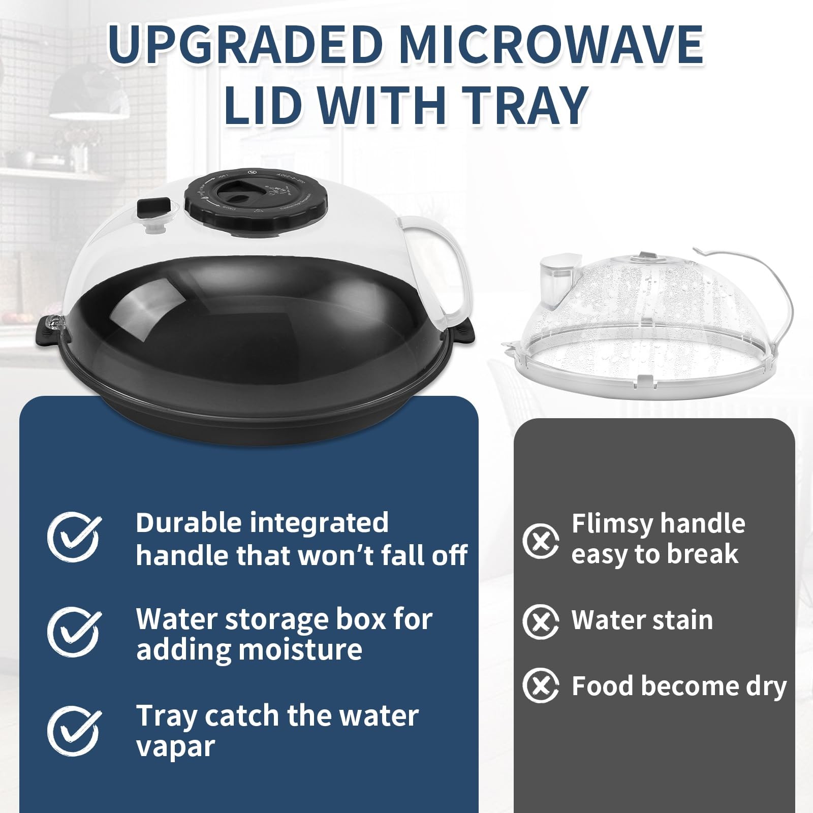 10.2 Inch Microwave Splatter Cover Lid with Water Steamer Microwave Splash Guard