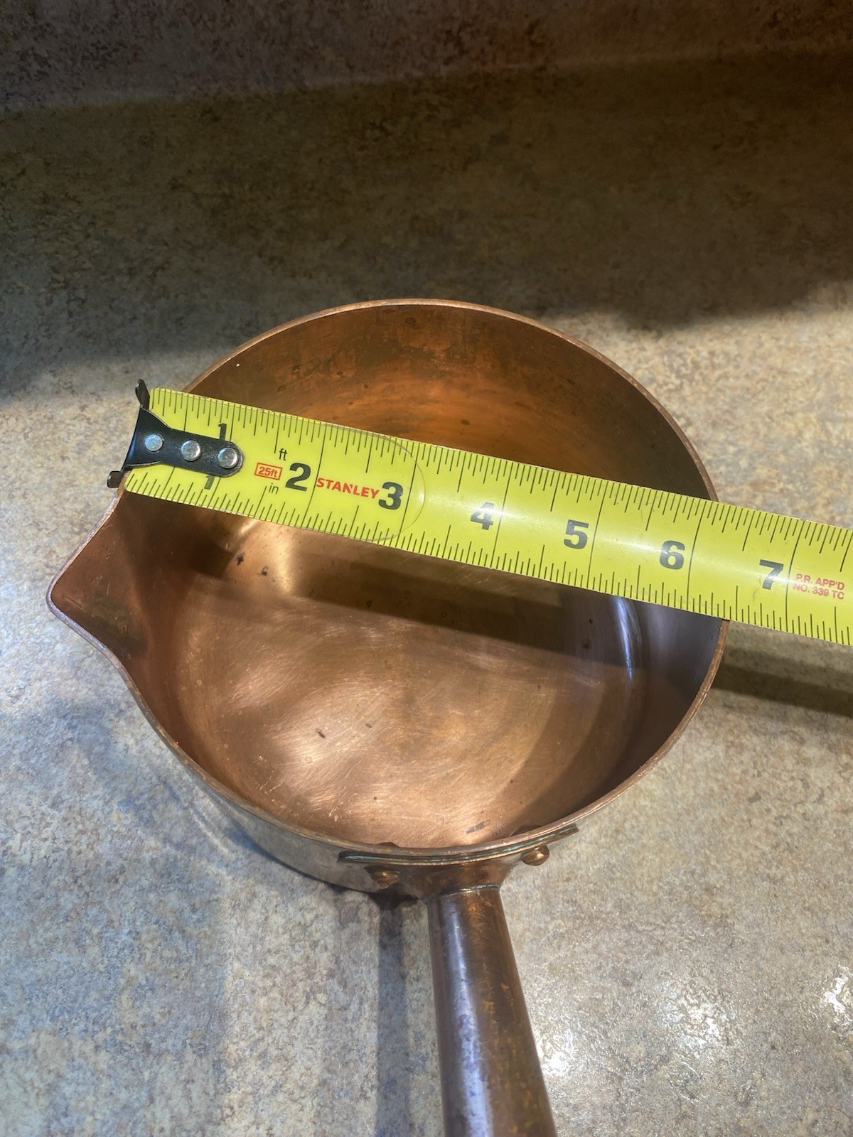 FRENCH COPPER 1.75 Qt. HOLLOW HANDLE SUGAR POT w/ SPOUT