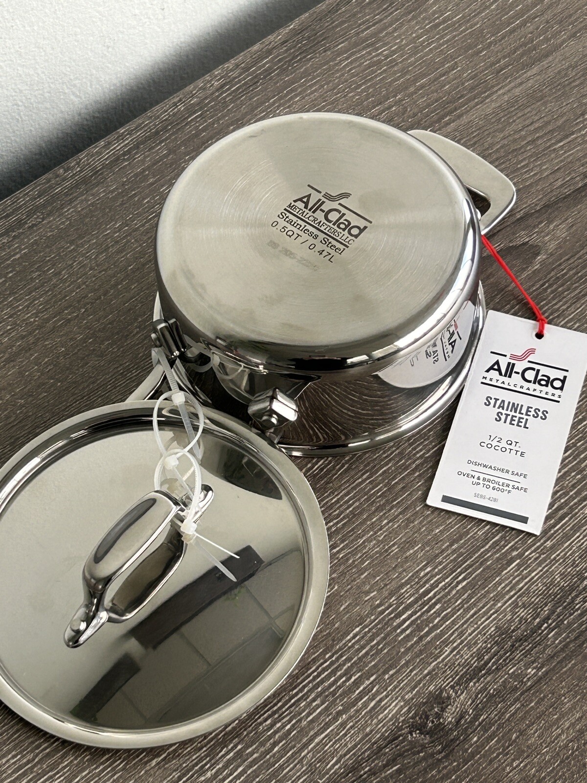 All-Clad Stainless Steel 1/2 Quart Cocotte Mini Pot with Lid