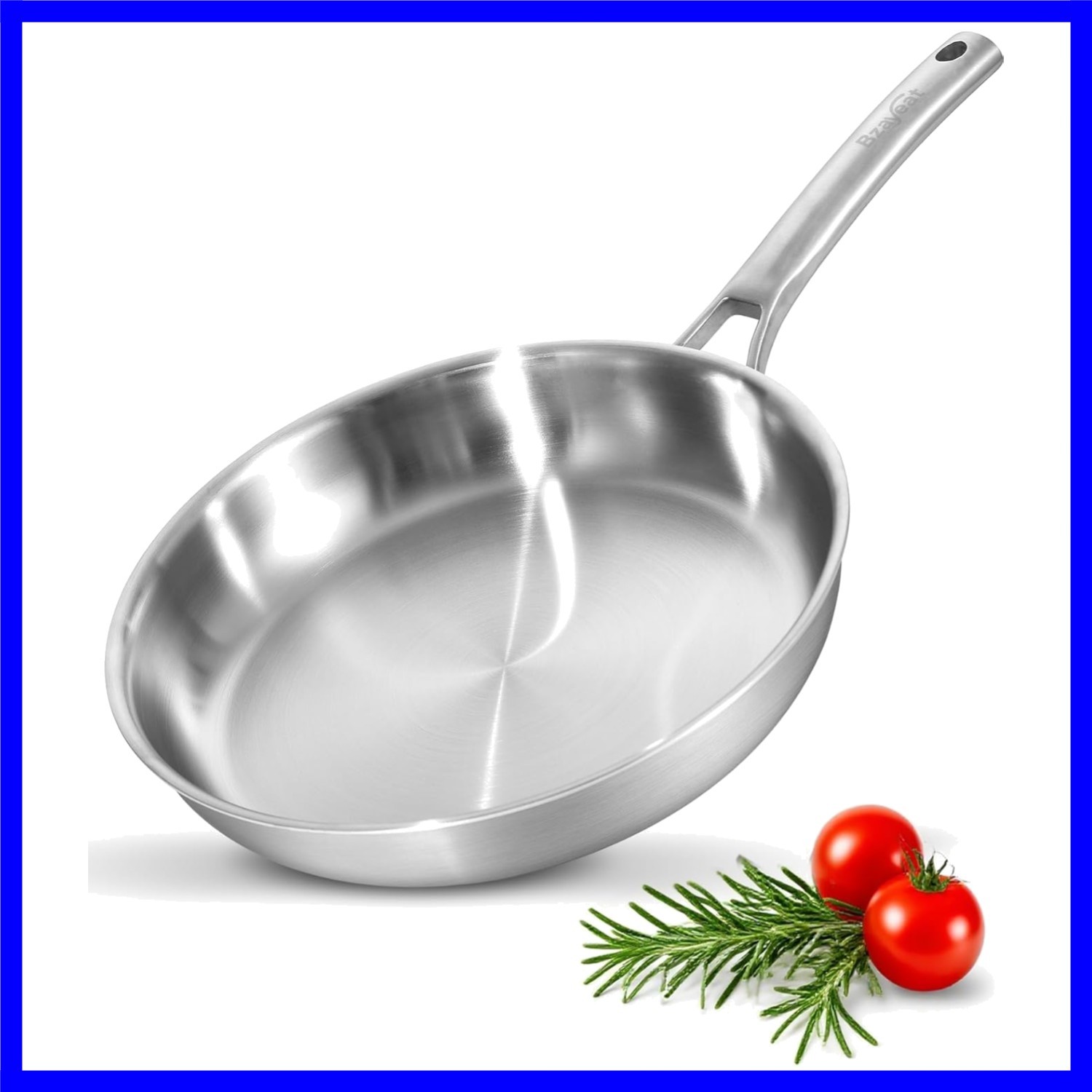 Chef’s Frying Pan 12 Inch, Tri-Ply Clad Stainless Steel Skillet, Induction Co…