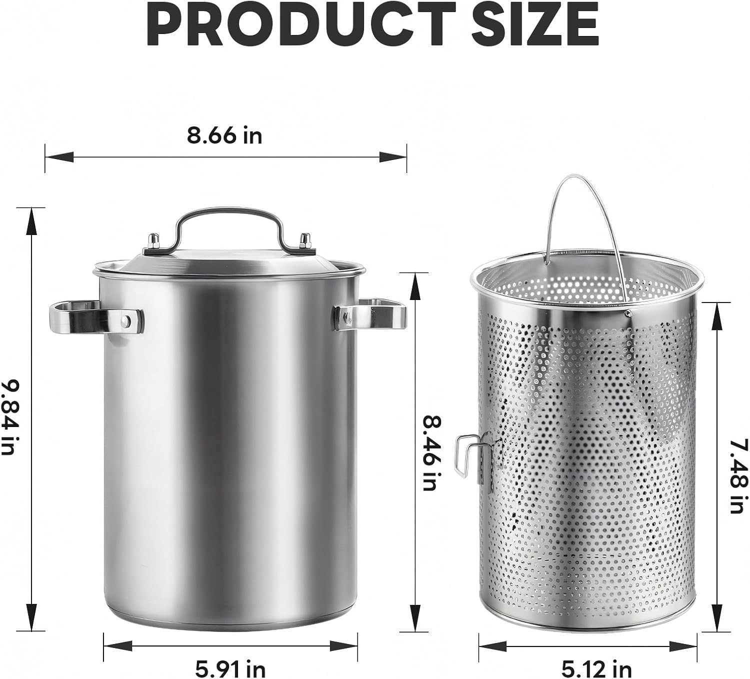 Asparagus Pot, Stainless Steel Asparagus Steamer 4.3L/1.14Gal 3-Ply Base