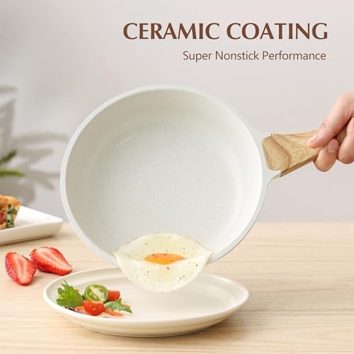 SENSARTE Nonstick Ceramic Frying Pan with Lid, Induction Skillet