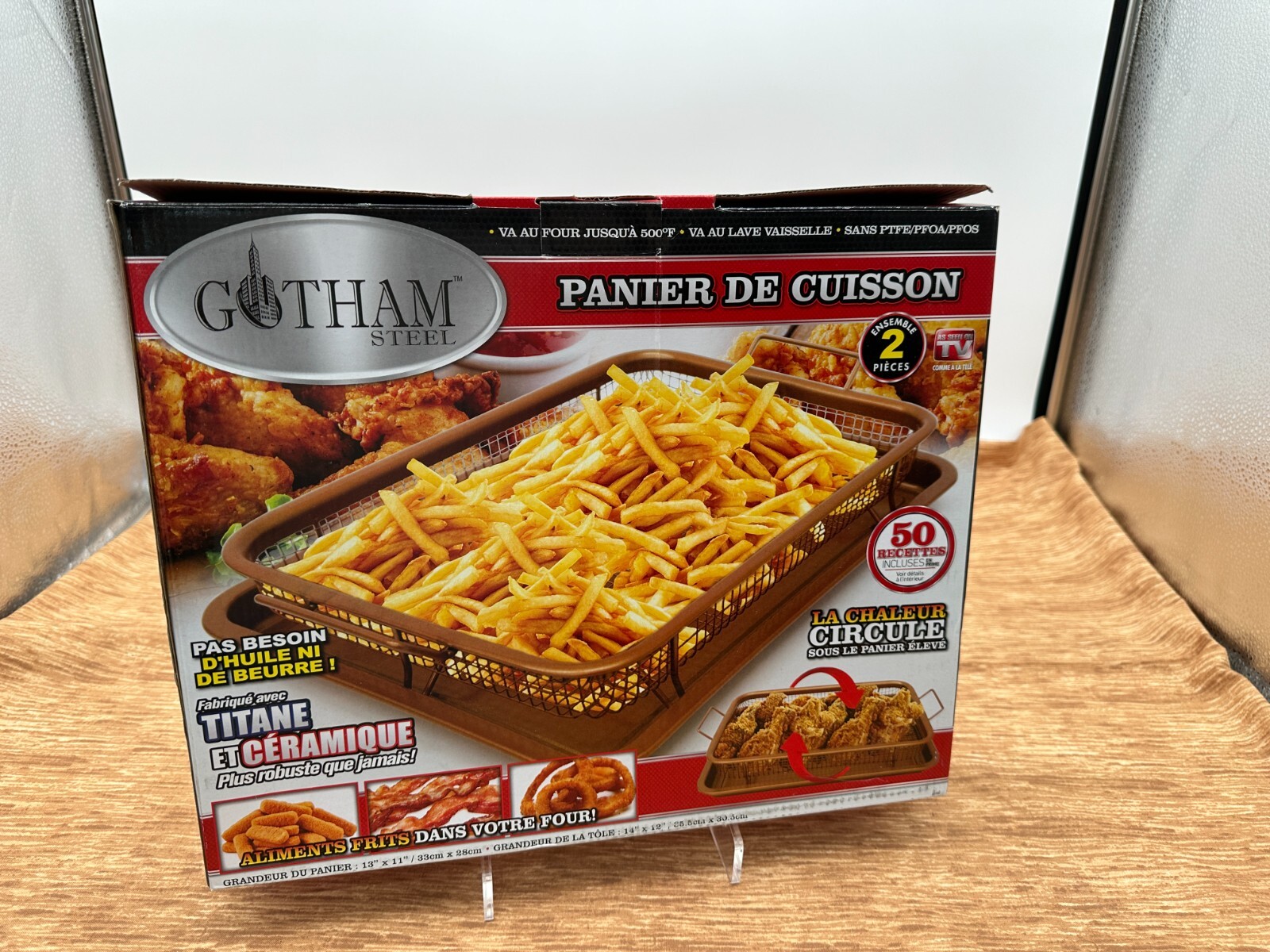NEW Gotham Steel Crisper Tray Titanium & Ceramic 2-Pcs Set Basket/Tray Non-Stick