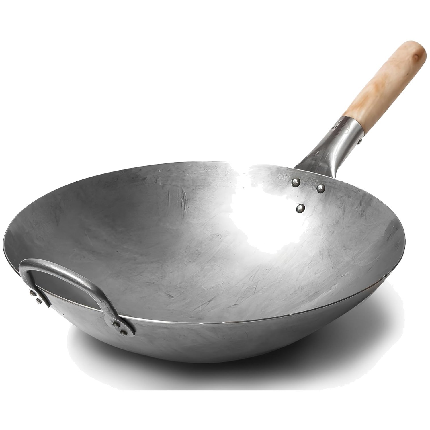 Hand Hammered Chinese Wok with Hygroscopic Wooden Handle