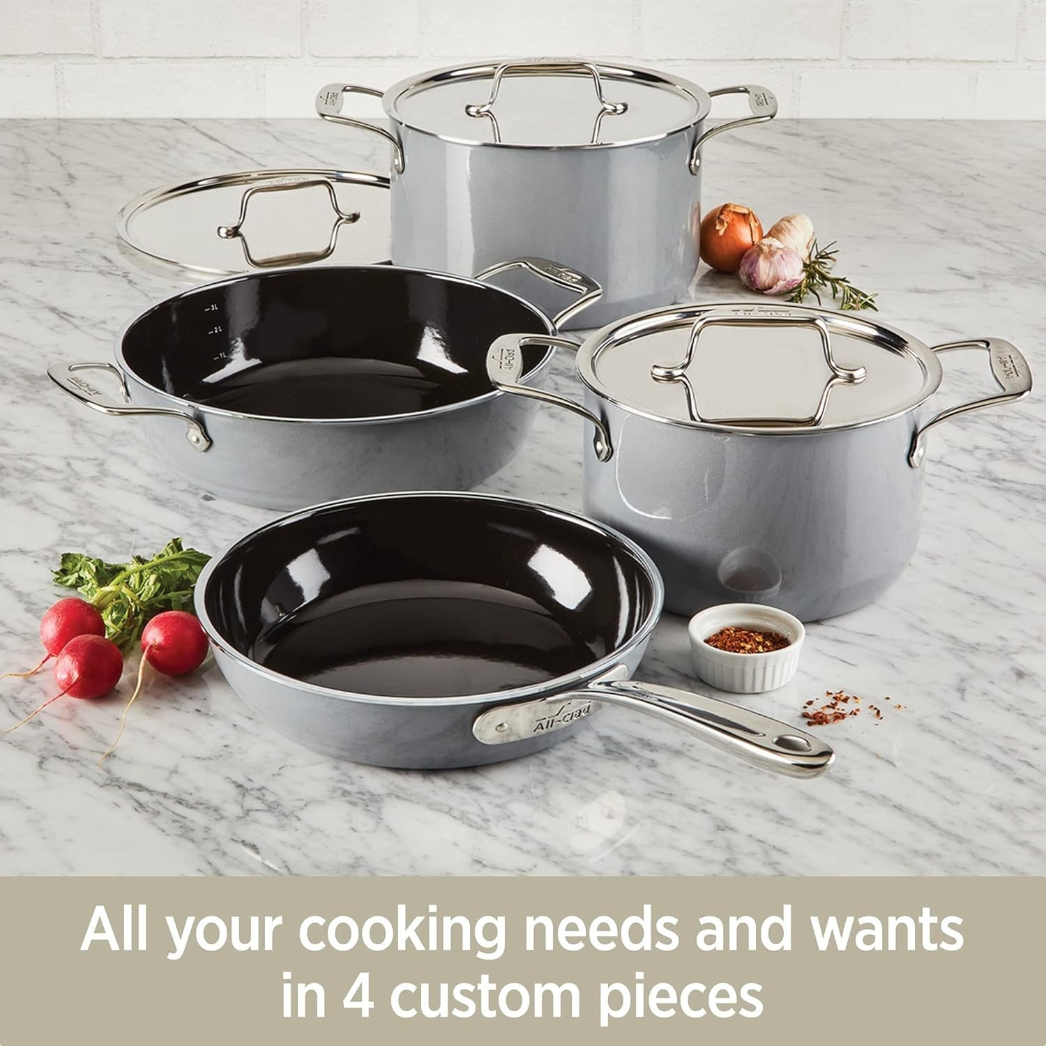 All-Clad FUSIONTEC Natural Ceramic with Steel Core 4-qt Soup Pot, Platinum