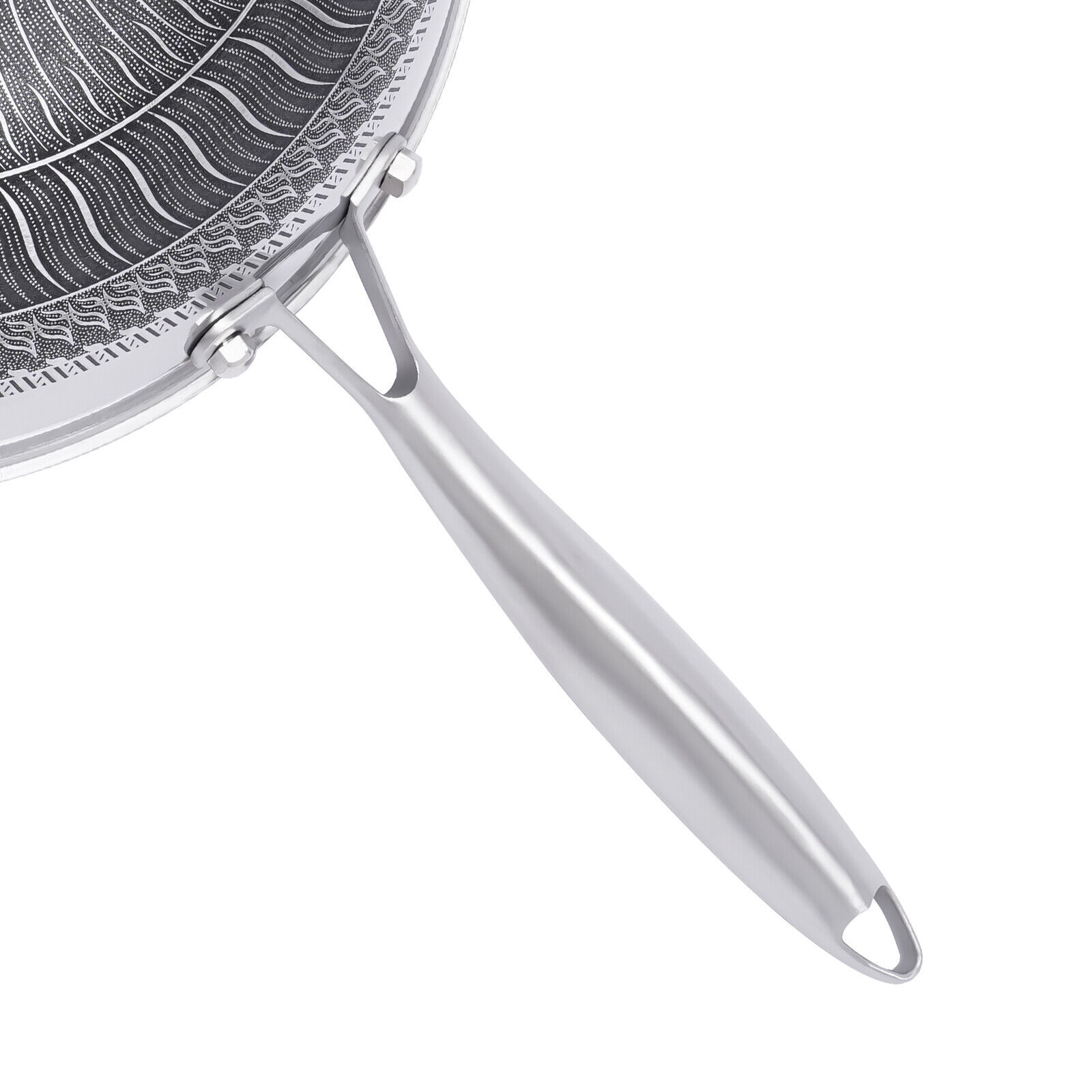 Non Stick Double Sided Honeycomb Cooking Frying Wok Pan with Lid Stainless Steel