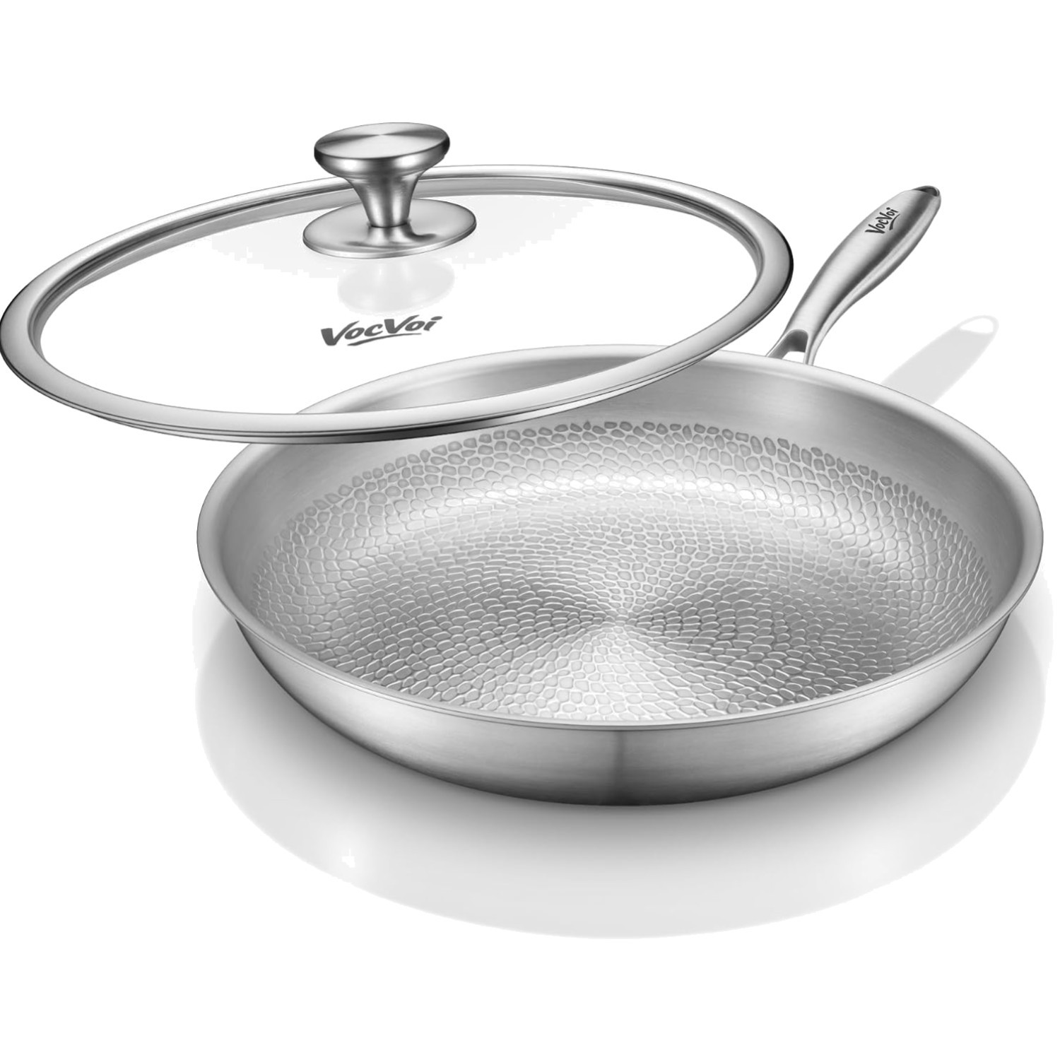 VocVoi 12 Inch Titanium Pan With Lid PFAS Free Induction Oven Safe