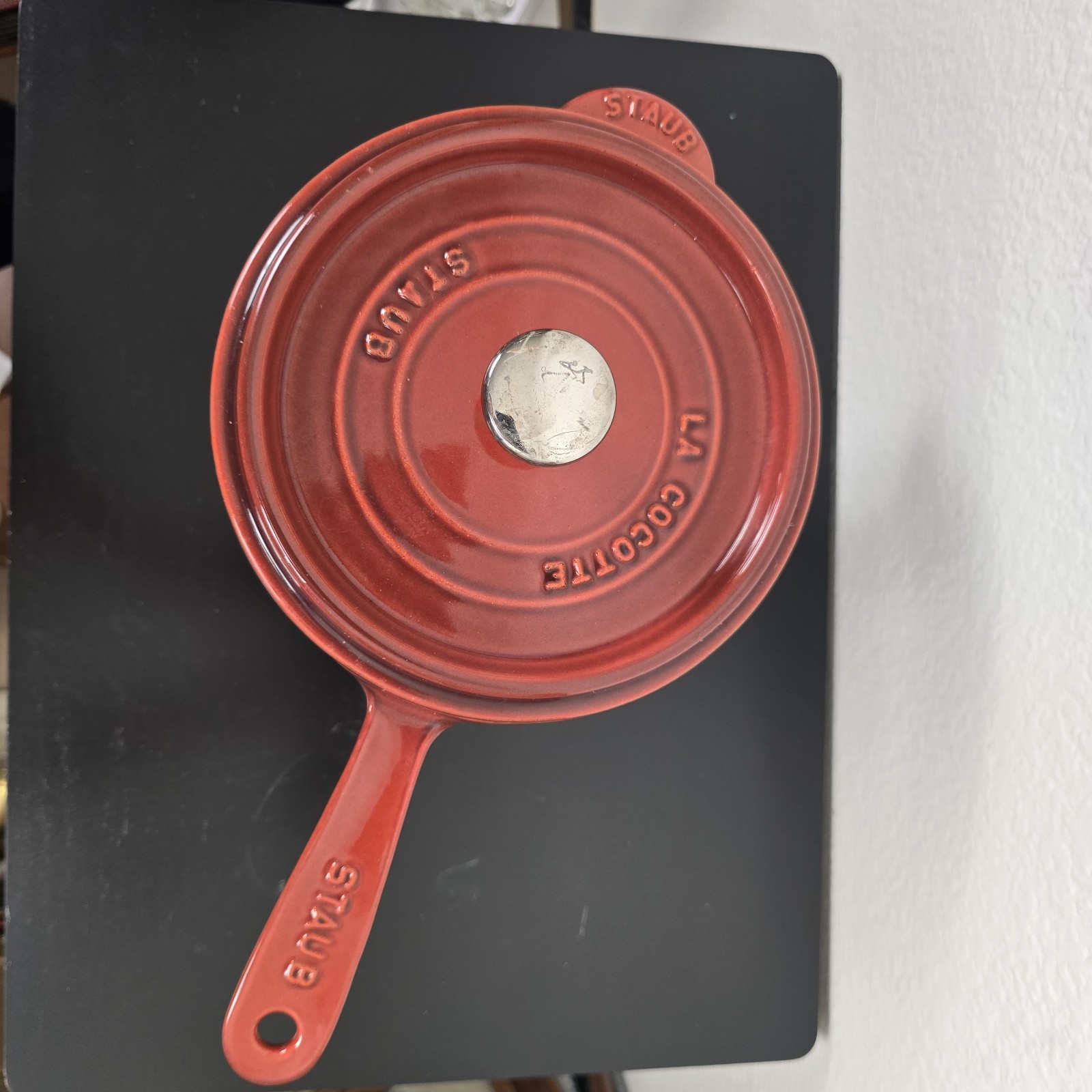 Staub France 18 cm, 3 Qt Rouge Red Enameled Cast Iron Saucepan Integrated Handle